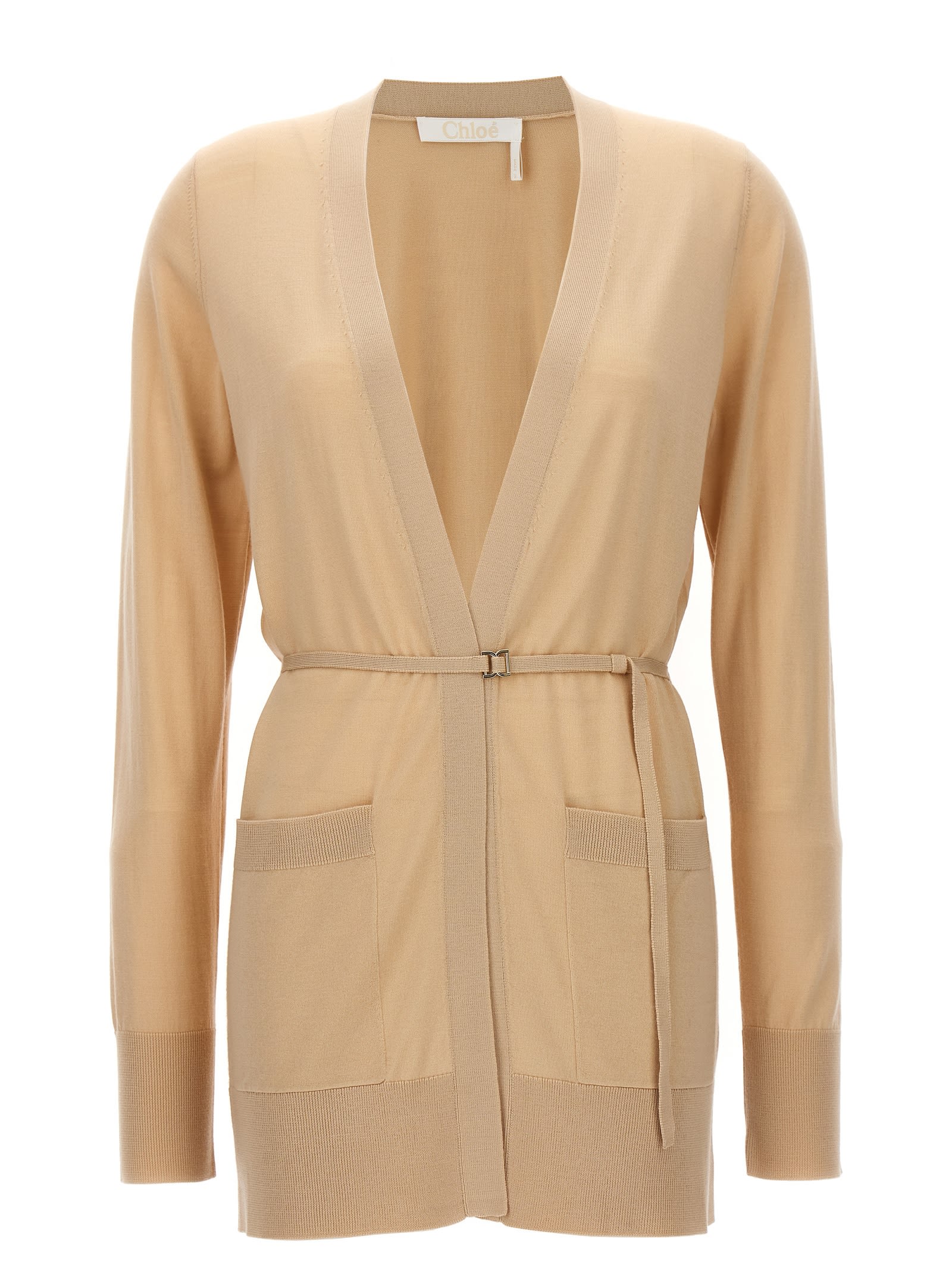 Shop Chloé Belt Cardigan At The Waist In Hot Sand