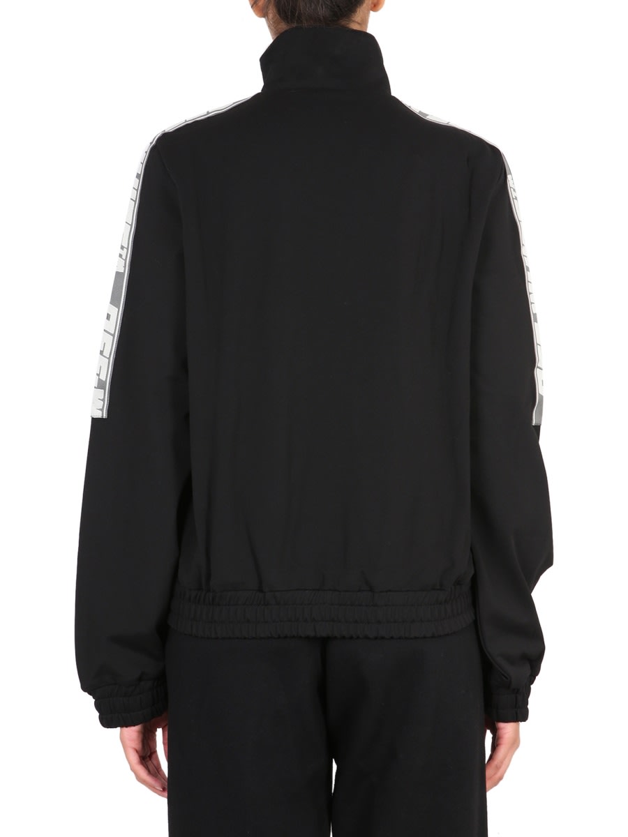 Shop Off-white Felpa Con Bande Logate In Black