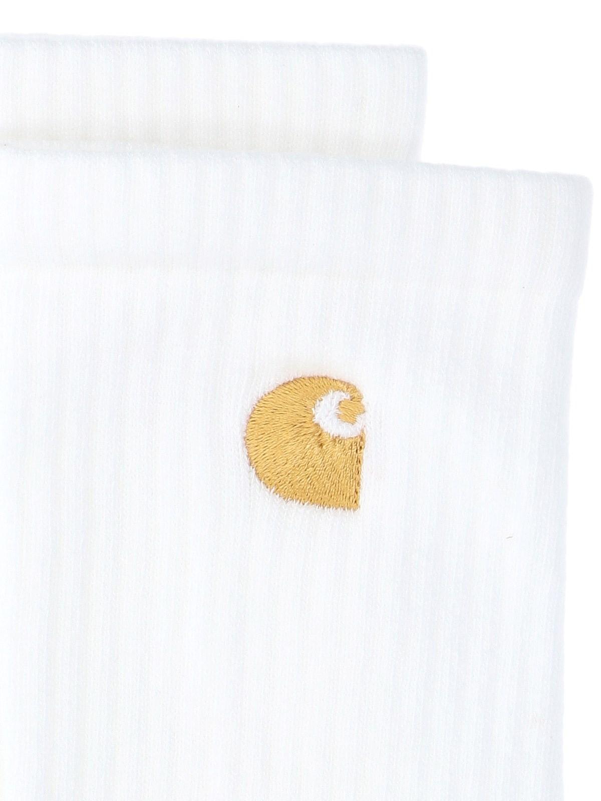 Shop Carhartt Logo Socks In Bianco/oro