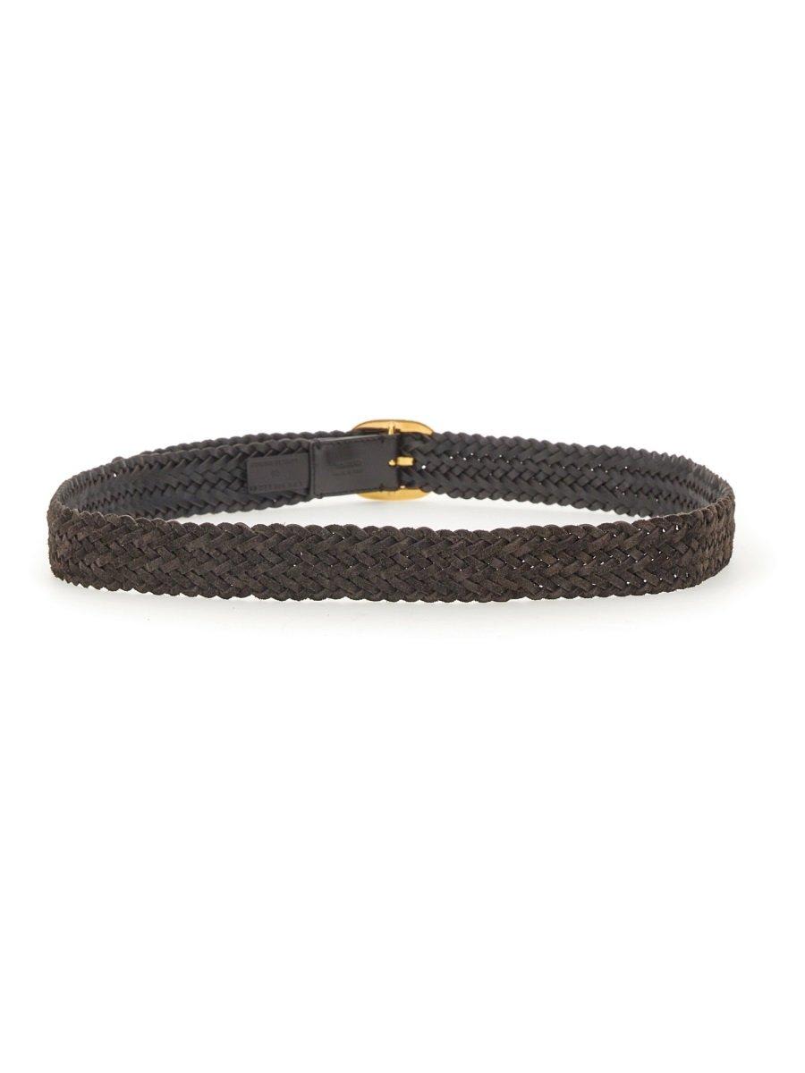 Shop Tom Ford Braided Buckle Belt In Brown