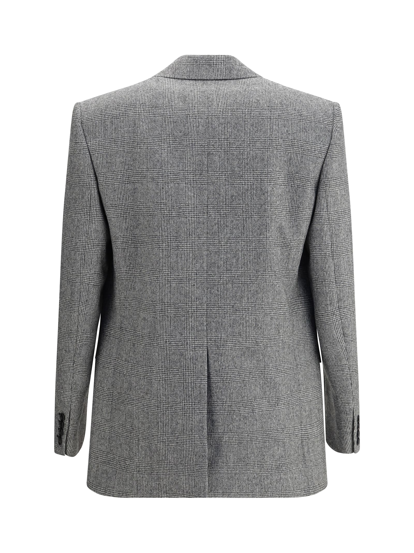 Saint Laurent Prince De Galles Wool Flannel Blazer In Gray
