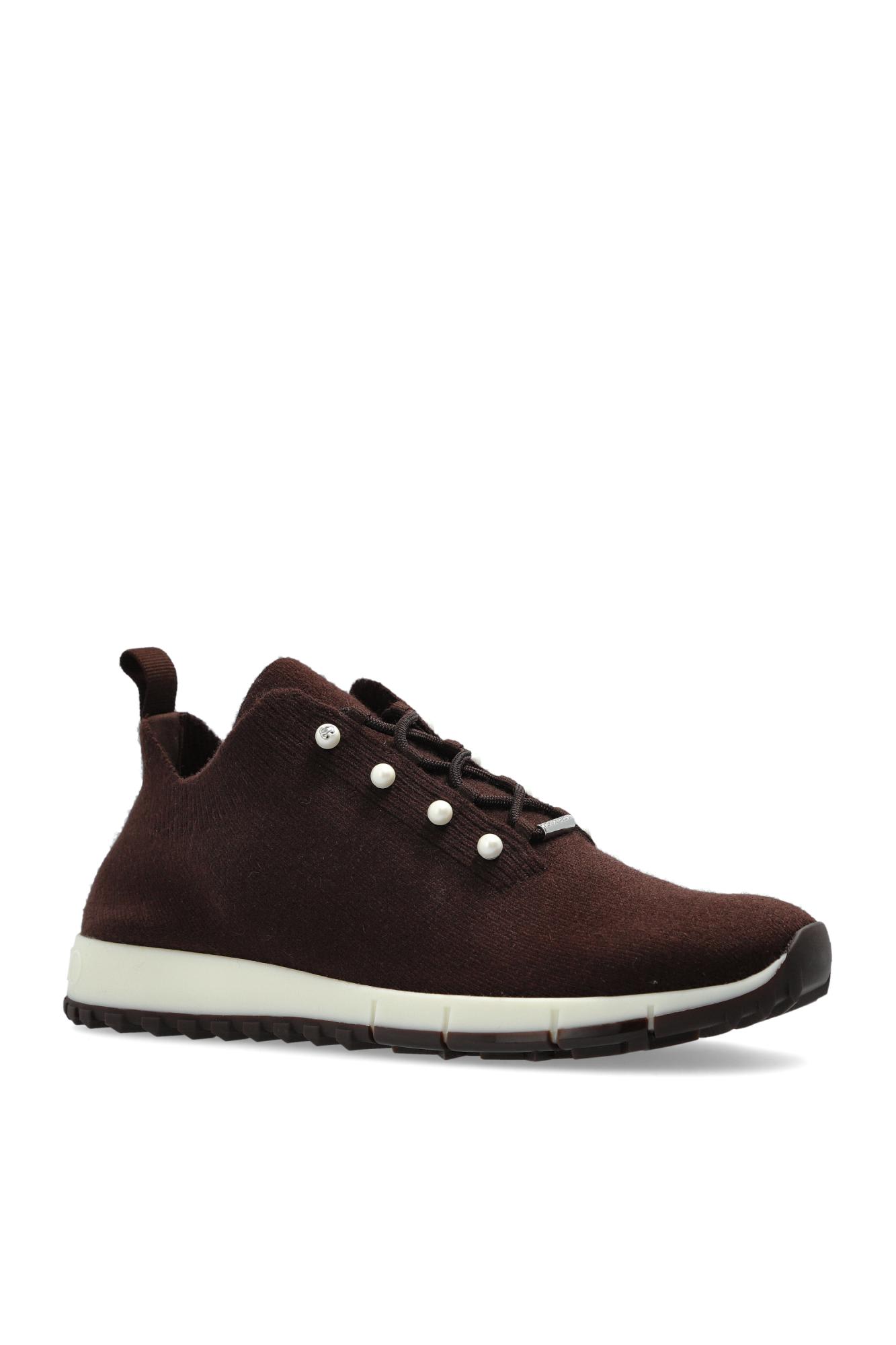 Jimmy Choo Veles Crochet Knit Sneakers In Brown