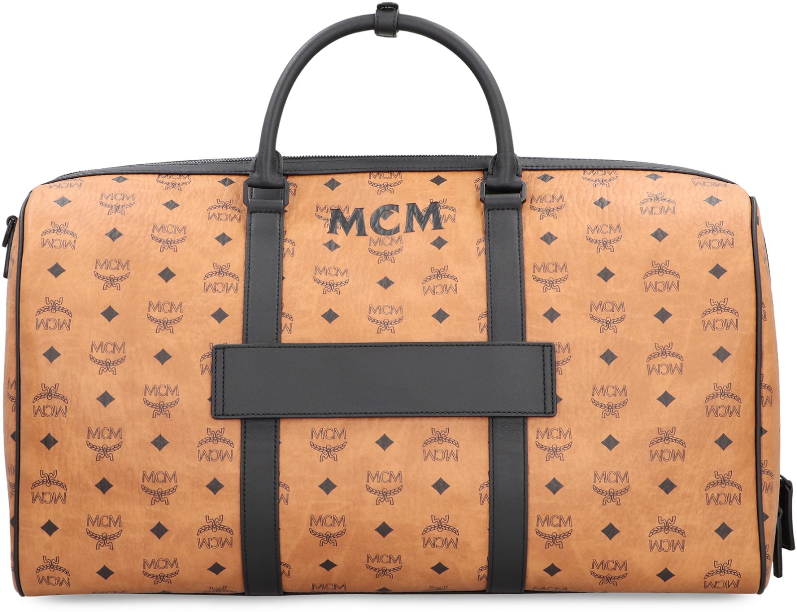 Shop Mcm Ottomar Weekender Travel Bag In Brown/black