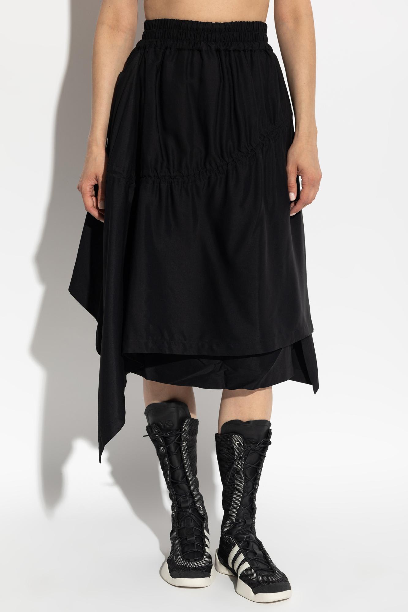 Y-3 Asymmetrical Midi Skirt In Twill In Black