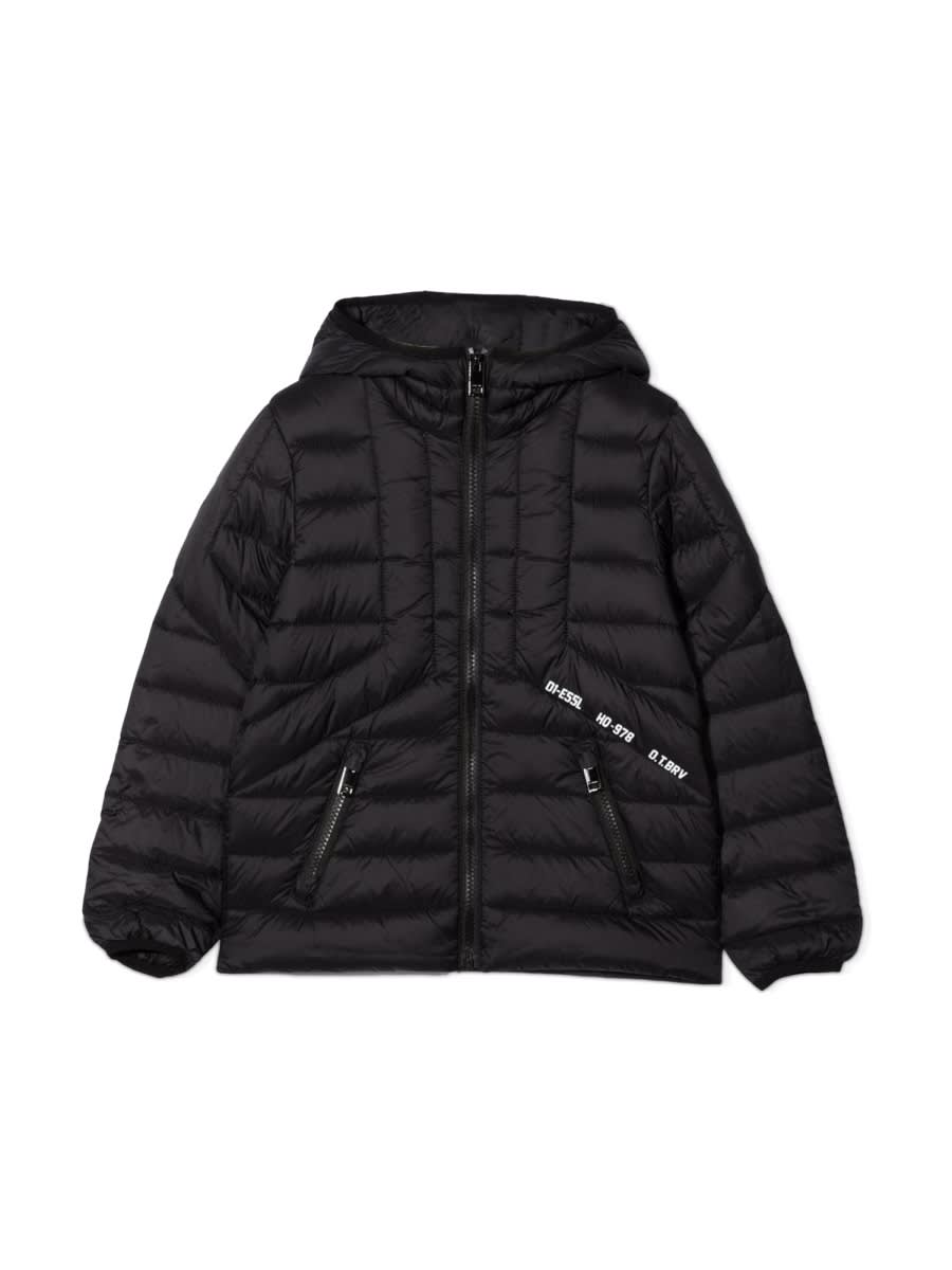 Diesel Teen Jdwain Hooded Puffer Jacket In Black