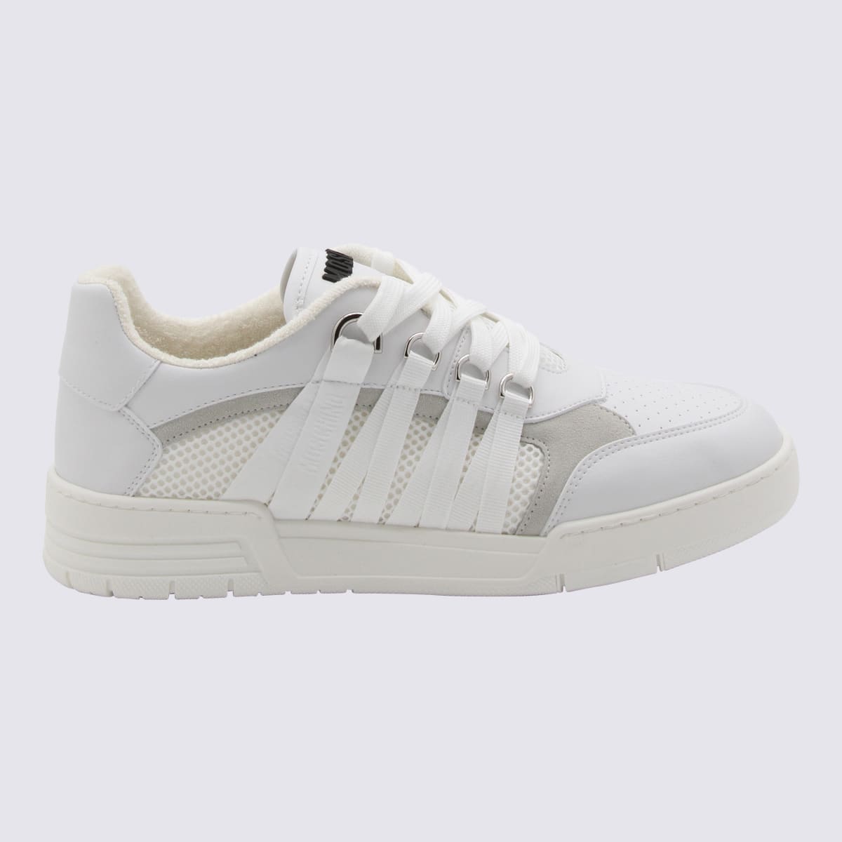 Shop Moschino White Leather Sneakers