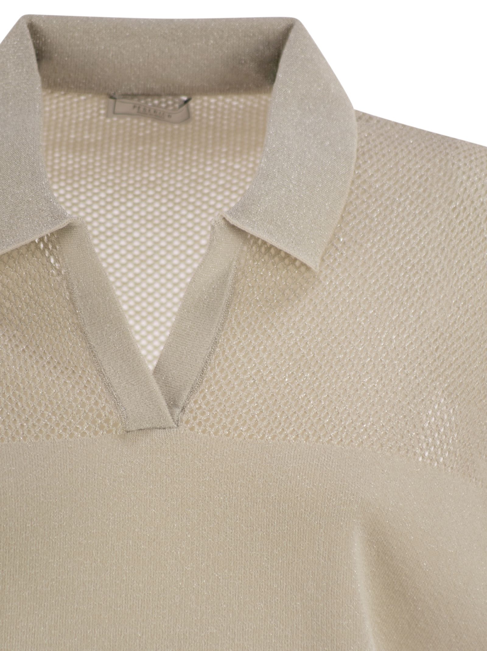 Shop Peserico Tricot Polo Shirt In Pure Cotton Crepe Yarn