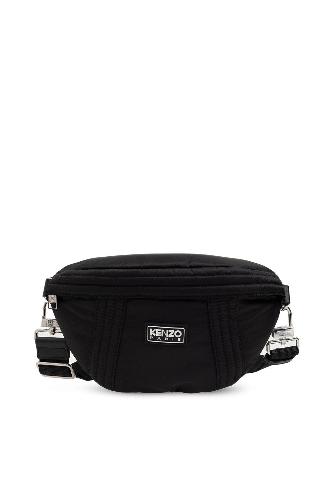 Shop Kenzo Logo Patch Zipped Belt Bag In Black