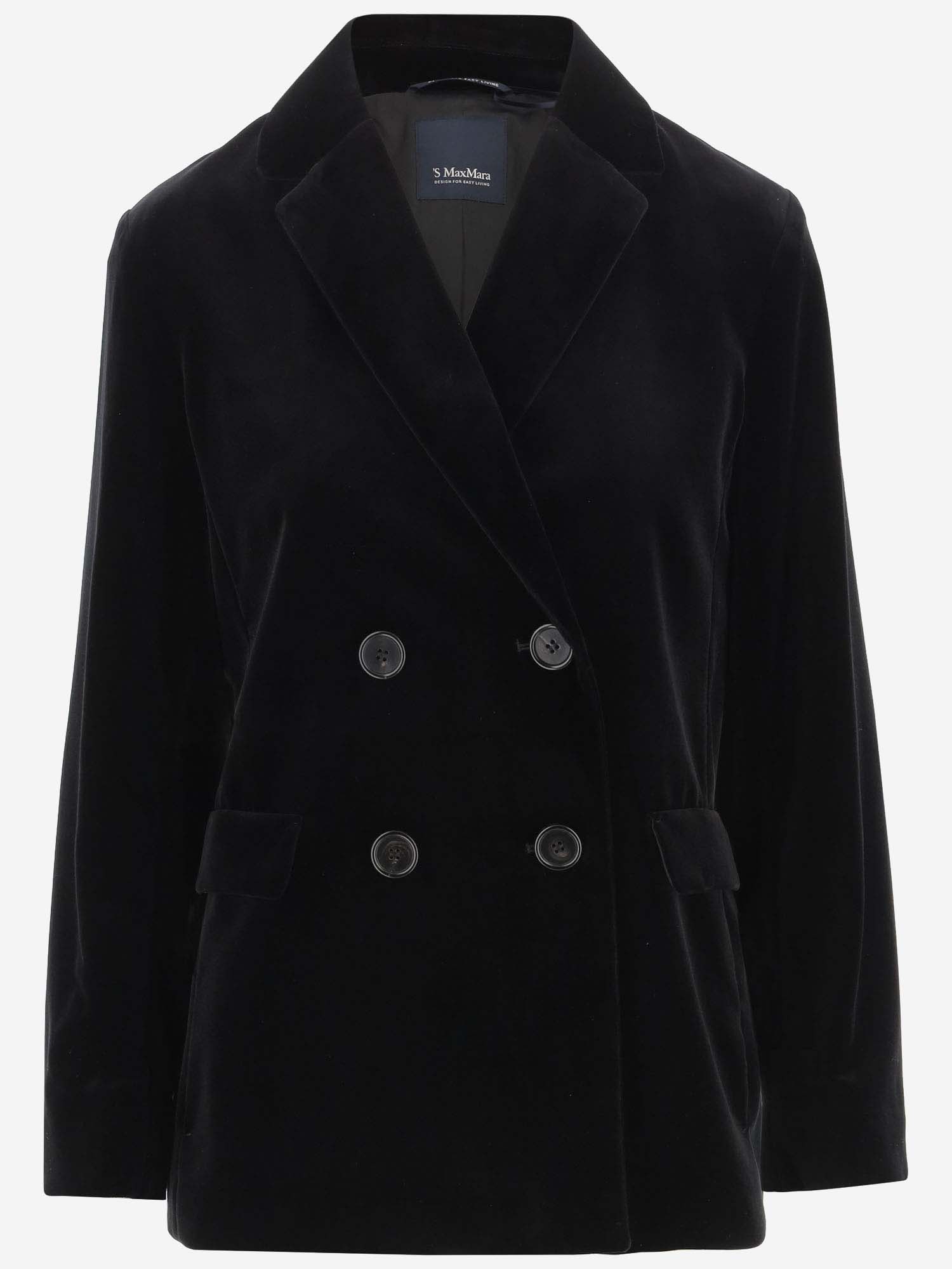 Shop 's Max Mara Double-breasted Cotton Velvet Jacket In Black