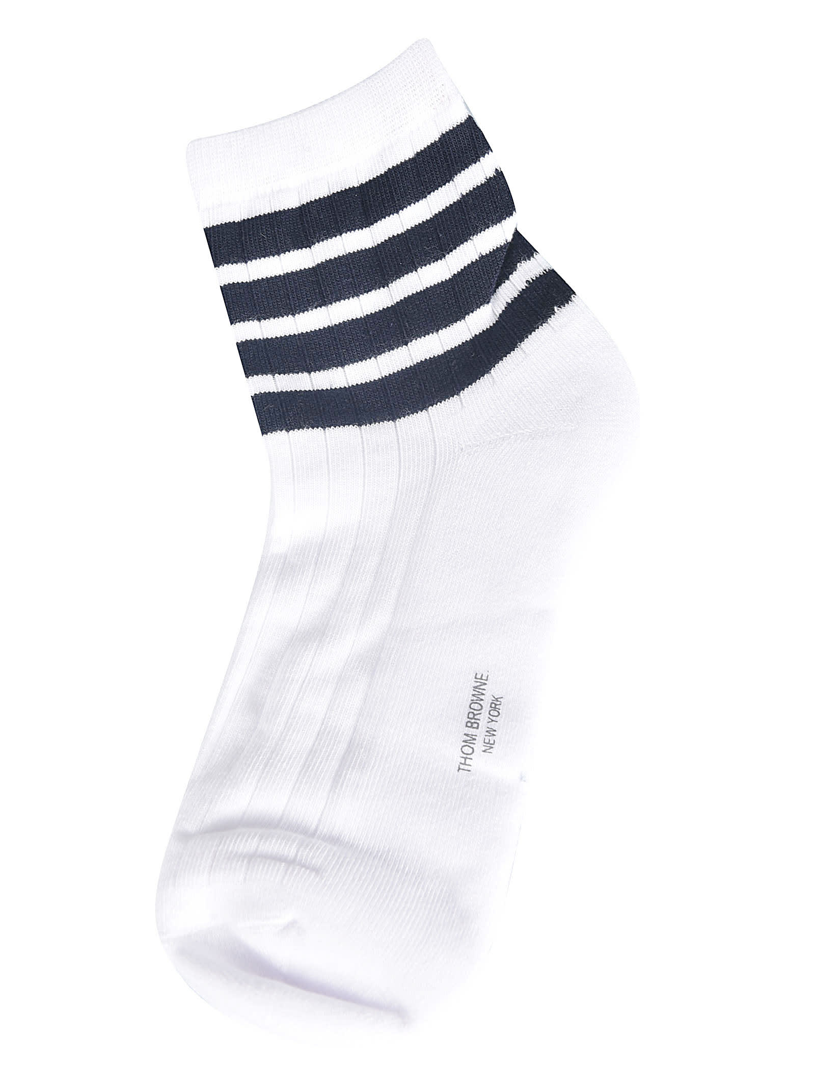 Thom Browne Logo Detail Socks In Navy