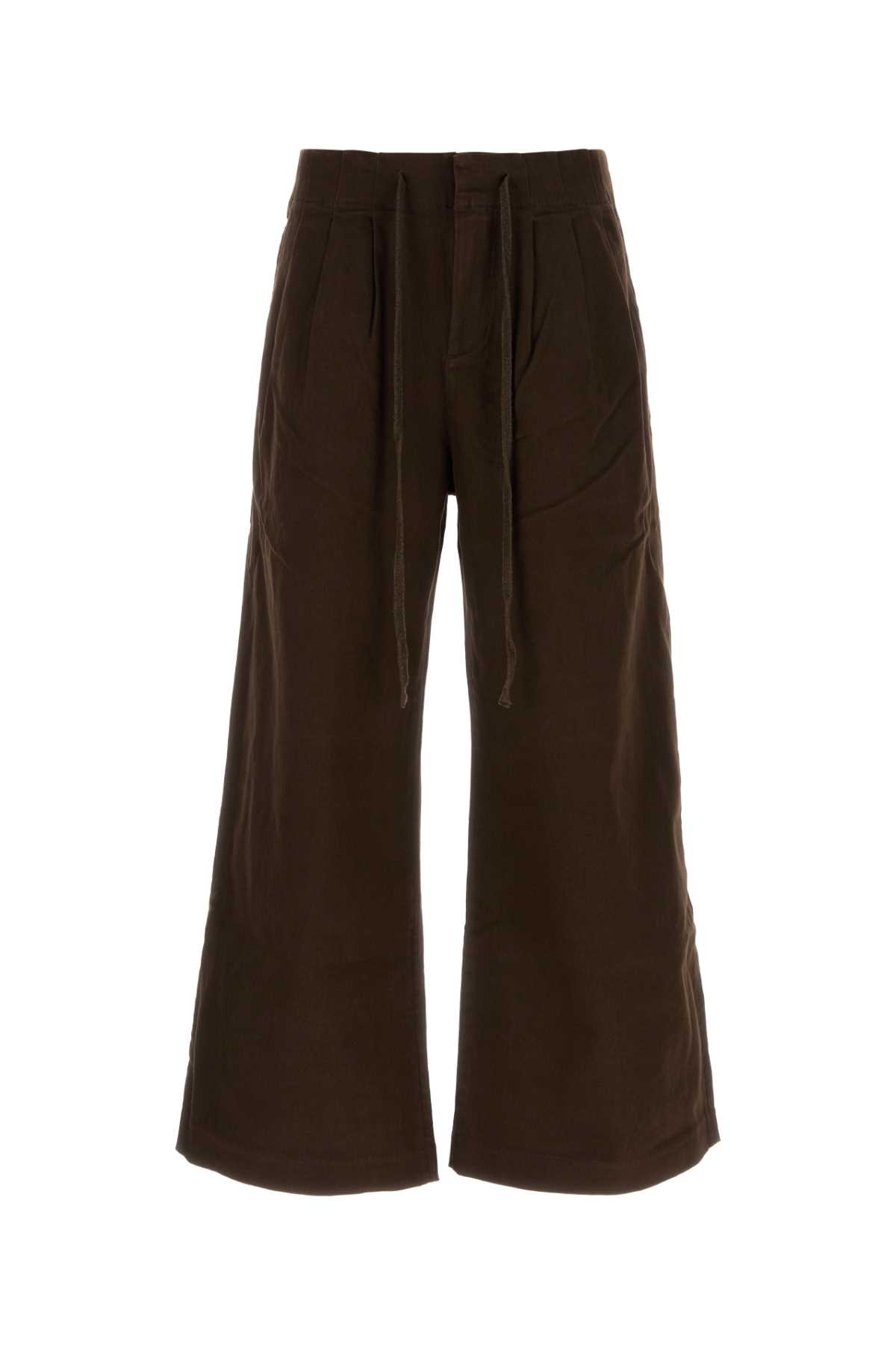 Brown Stretch Cotton Cinch Pant