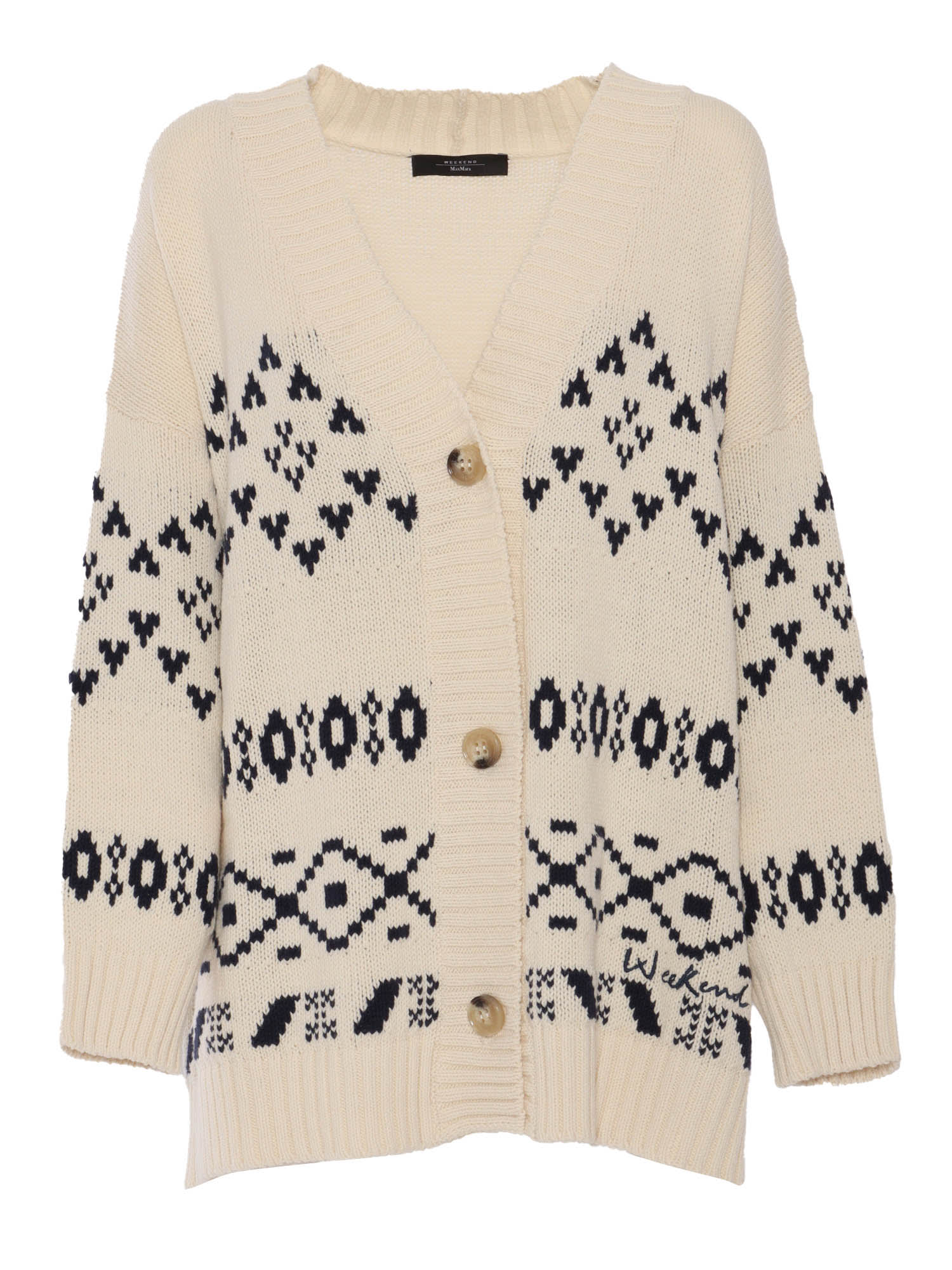 Shop Weekend Max Mara Acacia Embroidered Cardigan In Black