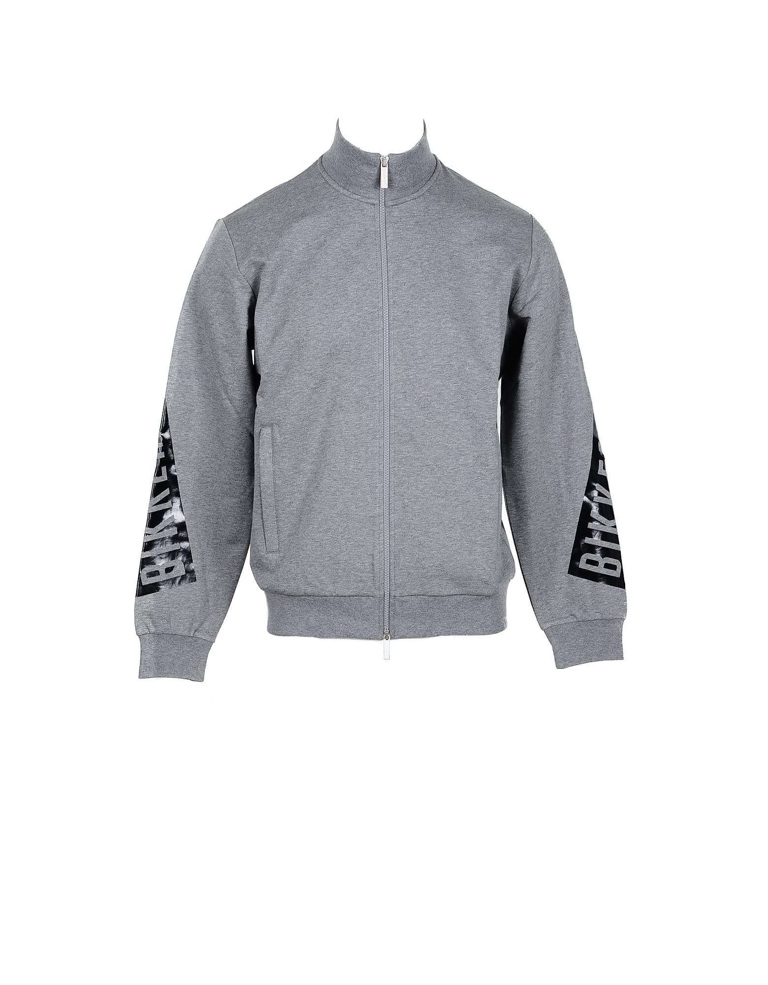 Bikkembergs Gray Cotton Zip-up Mens Sweatshirt