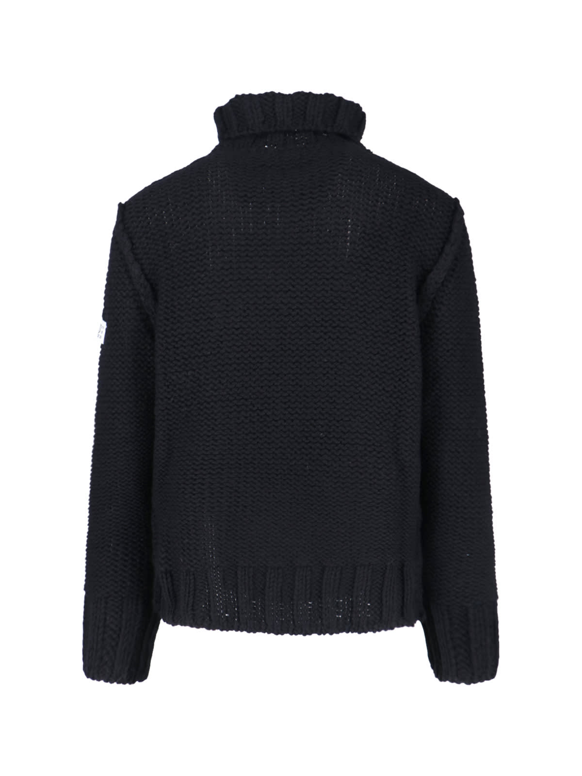 Mm6 Maison Margiela Mm6 By Maison Margiela Knitted Black Sweater With High Collar And Ribbed Finishes In Black