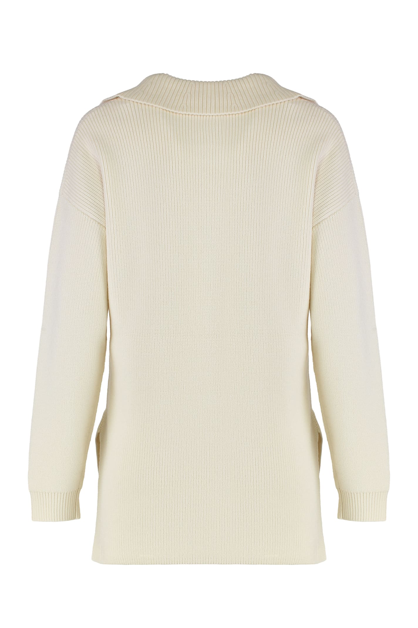 Elisabetta Franchi Sweater In Mixed Wool With A Jewel Strap In White