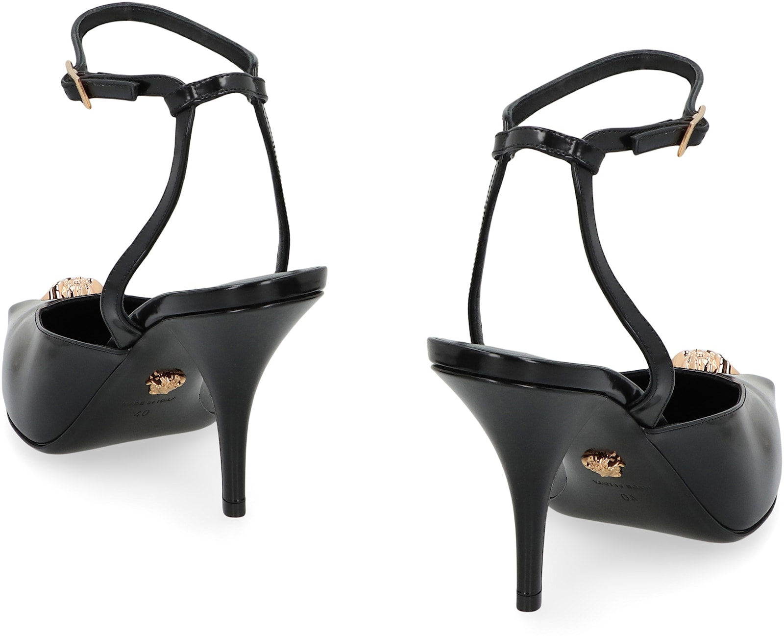 Versace La Medusa 85 Calf Leather Slingback Pumps In Black