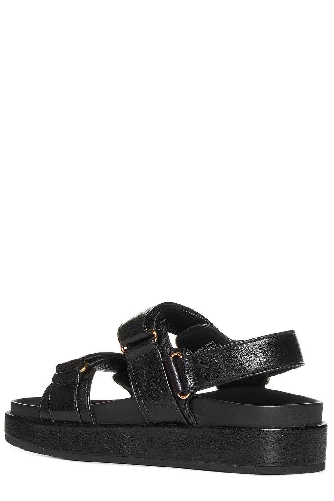 Shop Tory Burch Motif Logo Plaque Double Strapped Sandals In Black