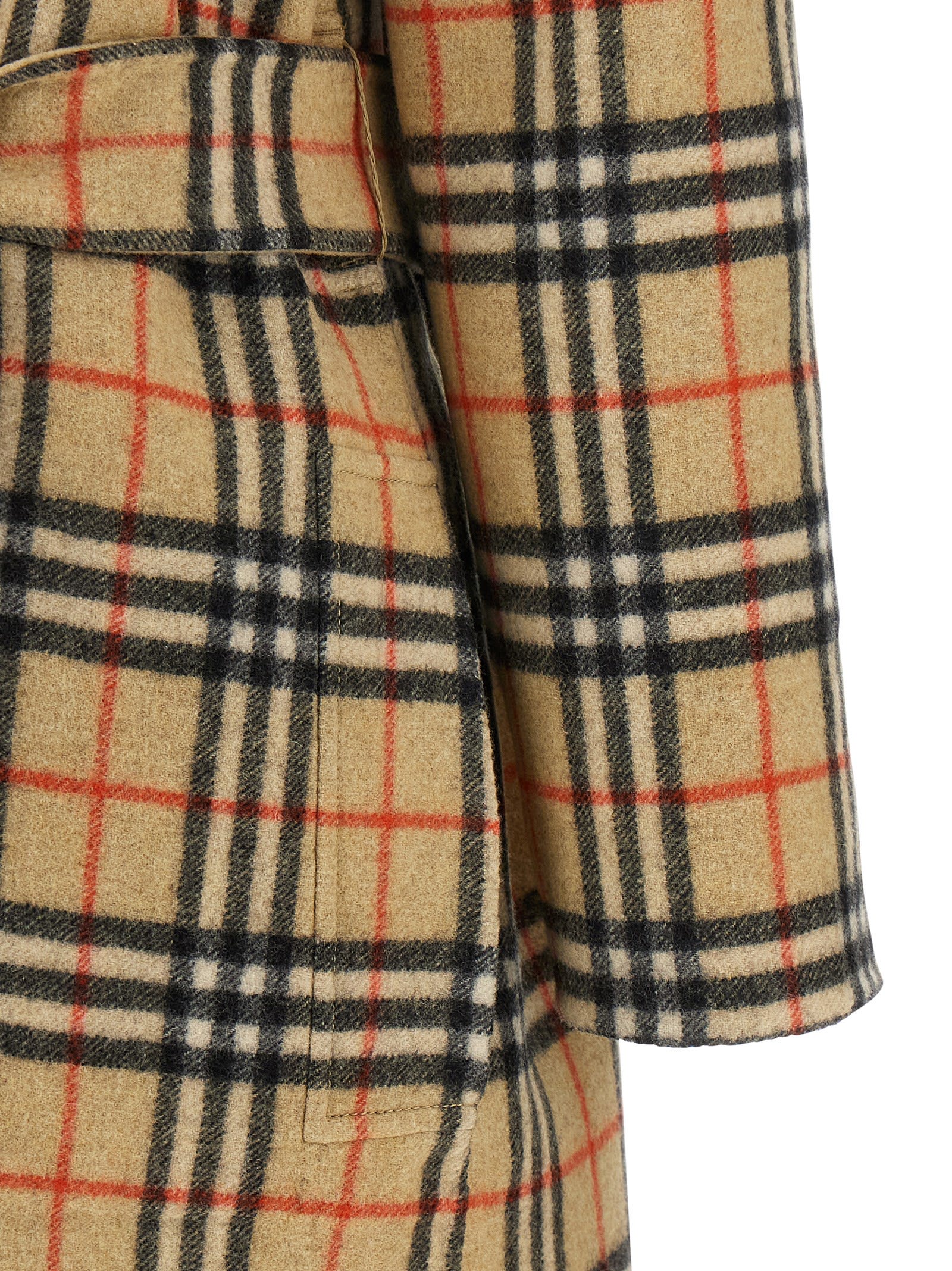 Burberry Beige Wool Reversible Coat In Nude
