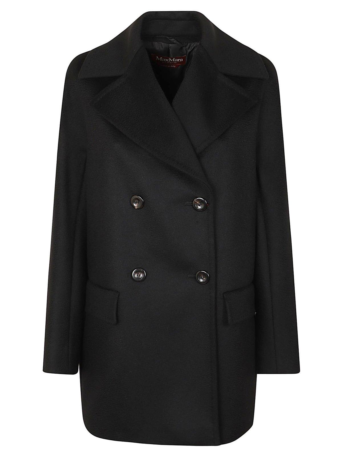 Shop Max Mara Kent Double-breasted Coat In Nero