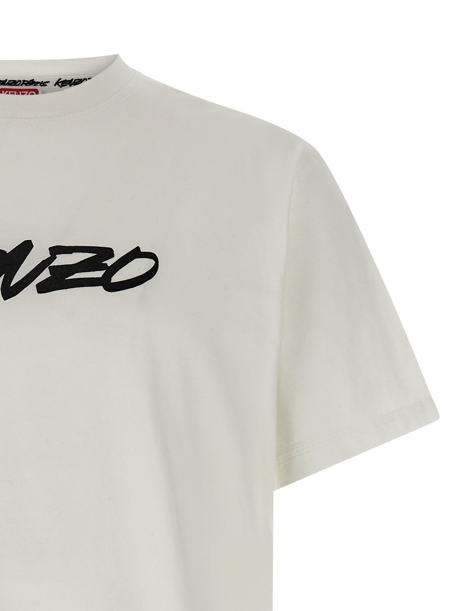 Kenzo Black Cotton T-shirt With Embroidered Tiger Logo In Neutral