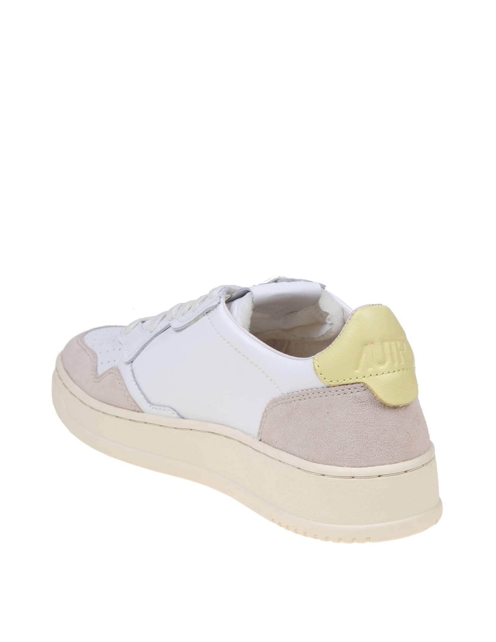 Shop Autry Sneakers In White And Yellow Leather And Suede In Bianco+giallo