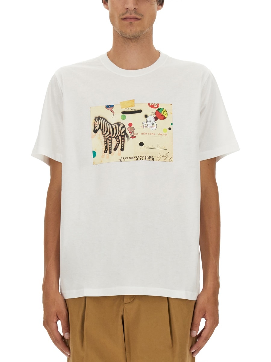 Shop Ps By Paul Smith Zebra Card T-shirt In White