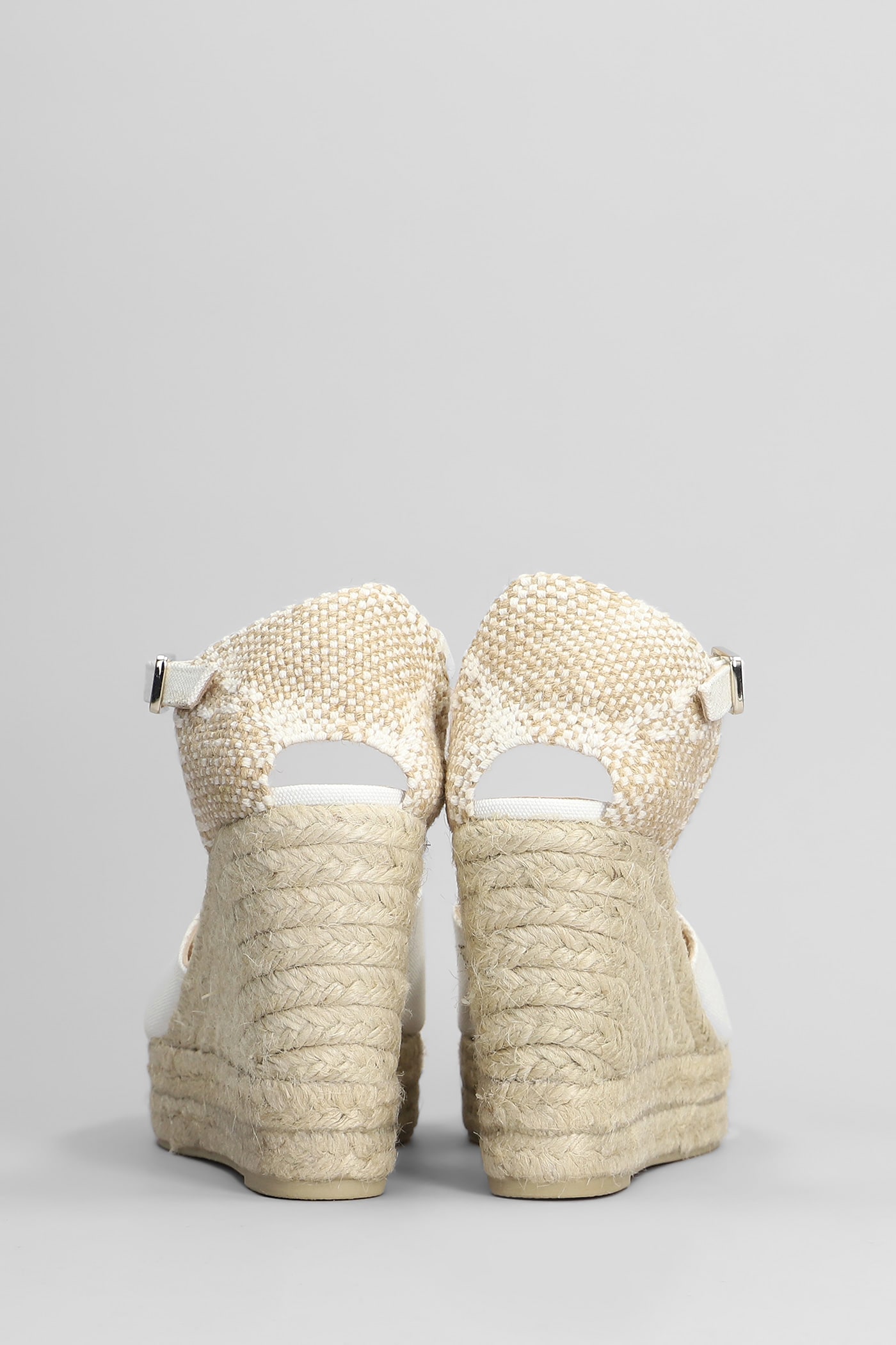 CASTAñER BIANCA-8ED-001 WEDGES IN WHITE CANVAS