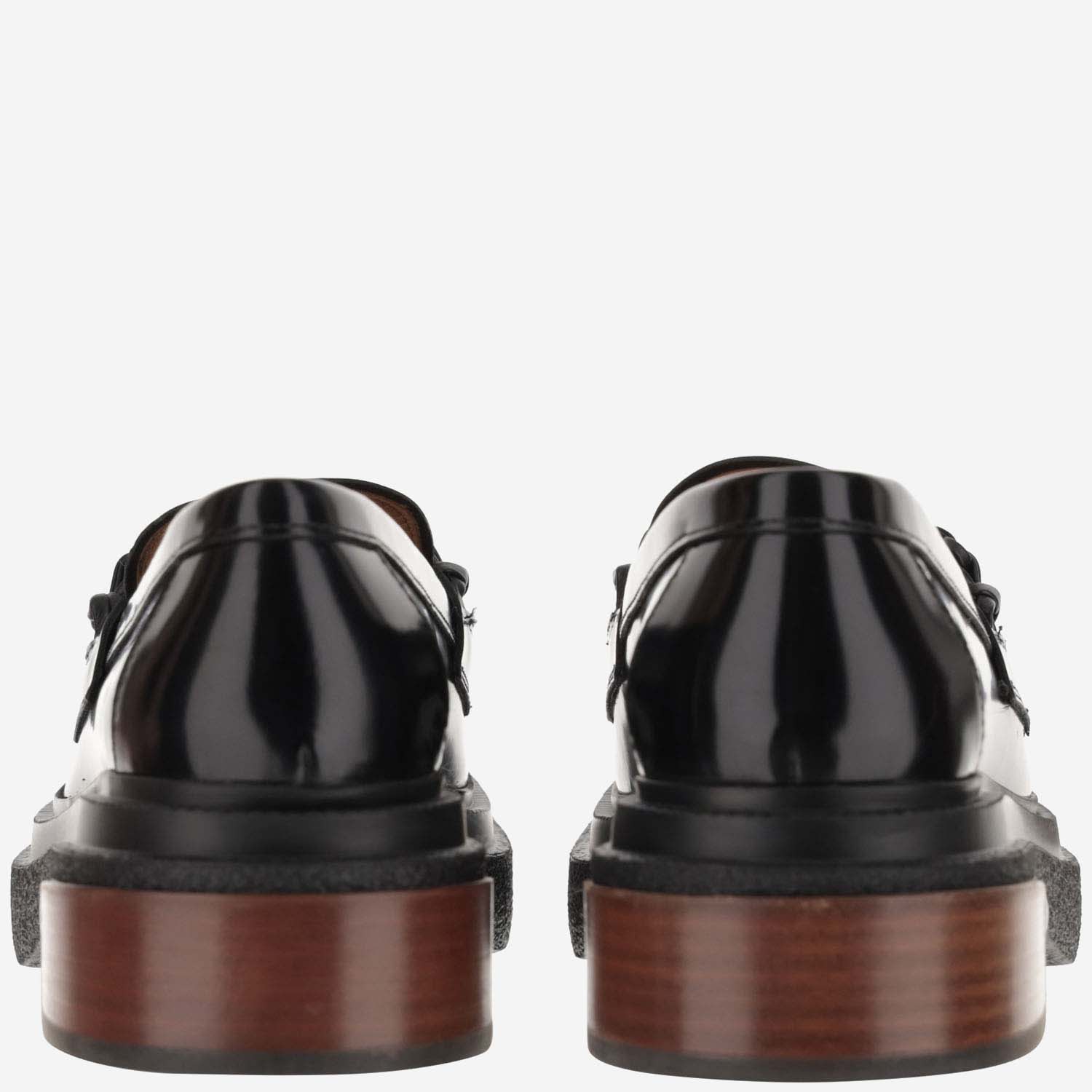 Tod's Leather Loafers With Weave In Black