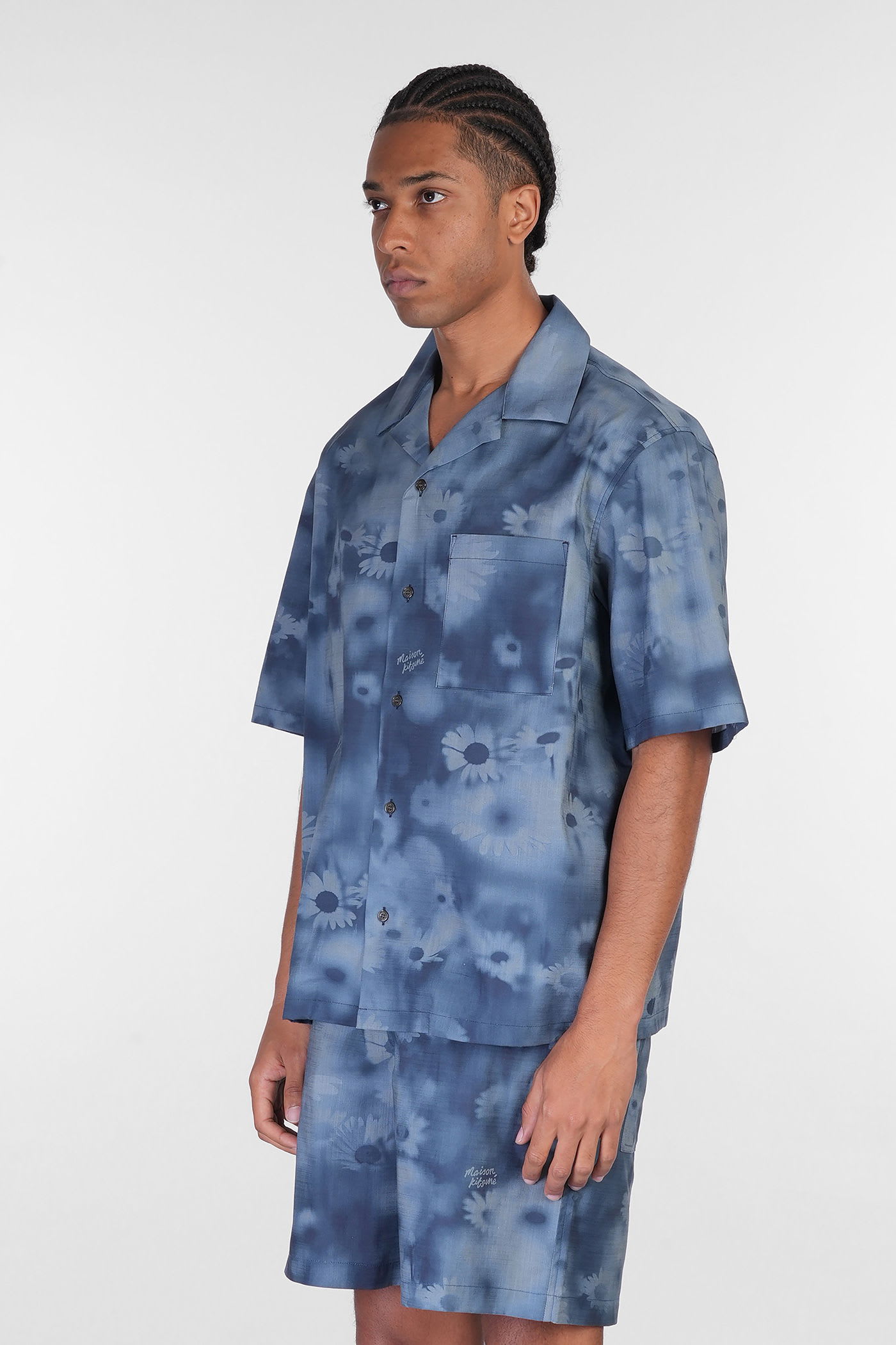 Shop Maison Kitsuné Shirt In Blue Cotton