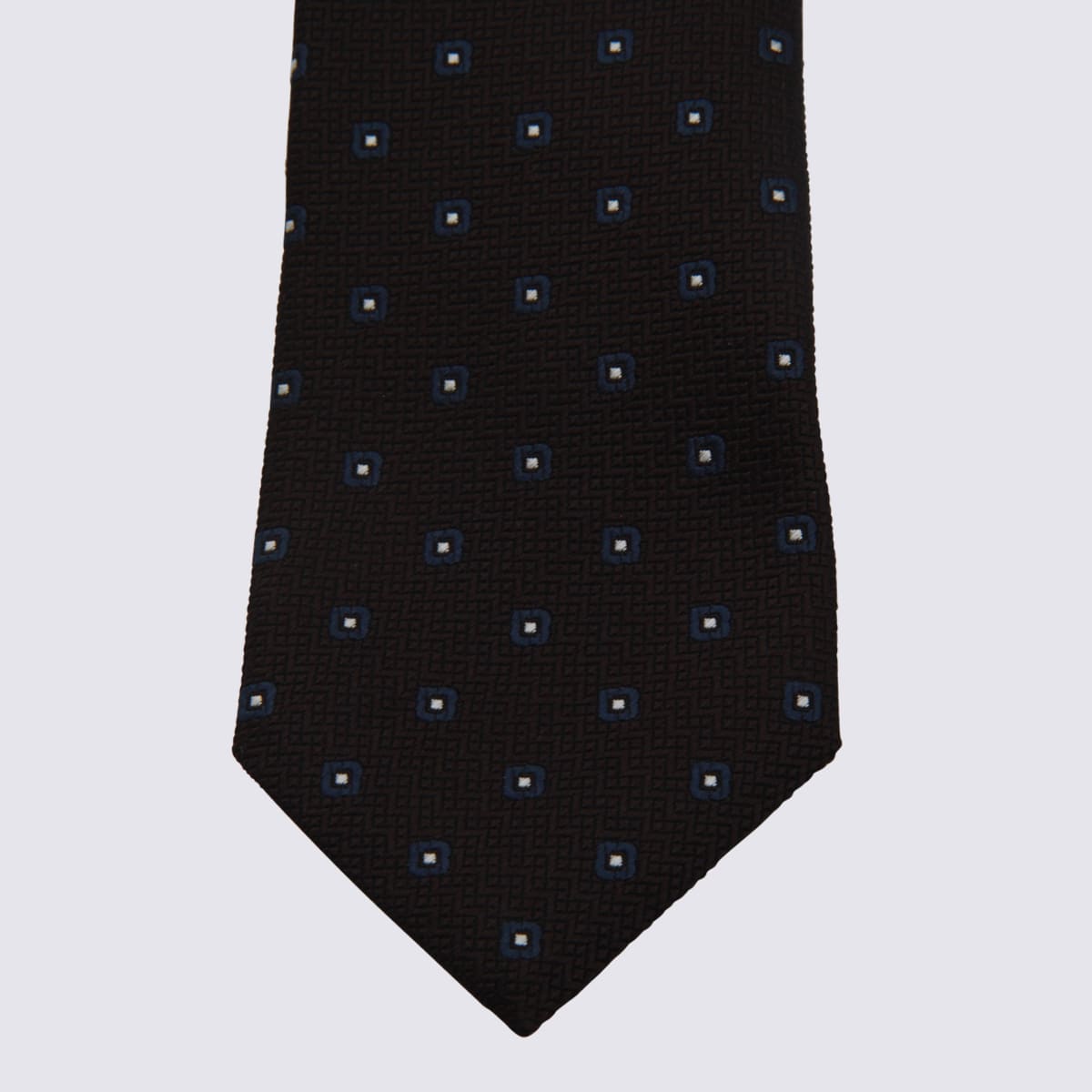 Zegna Slim Square Pattern Ties Collection In Brown