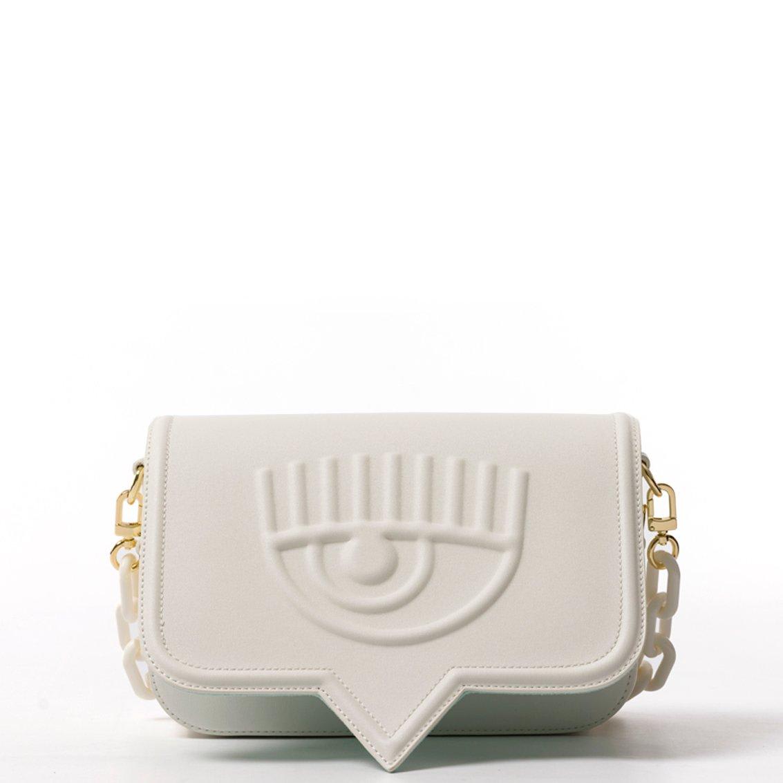 Shop Chiara Ferragni Large Eyelike Motif Chain-link Shoulder Bag In White