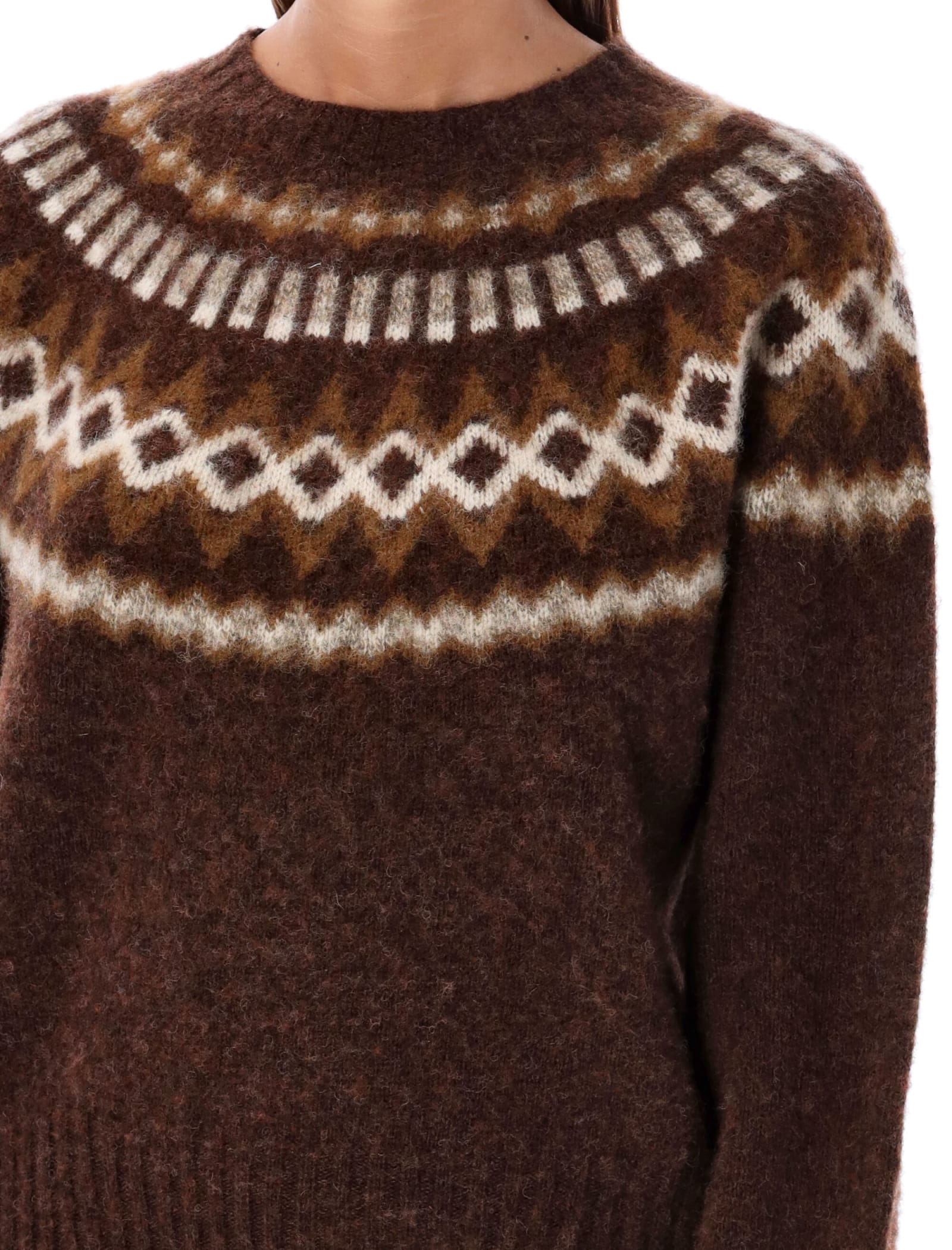 Shop Ymc You Must Create Jets Fairisle Knit In Brown