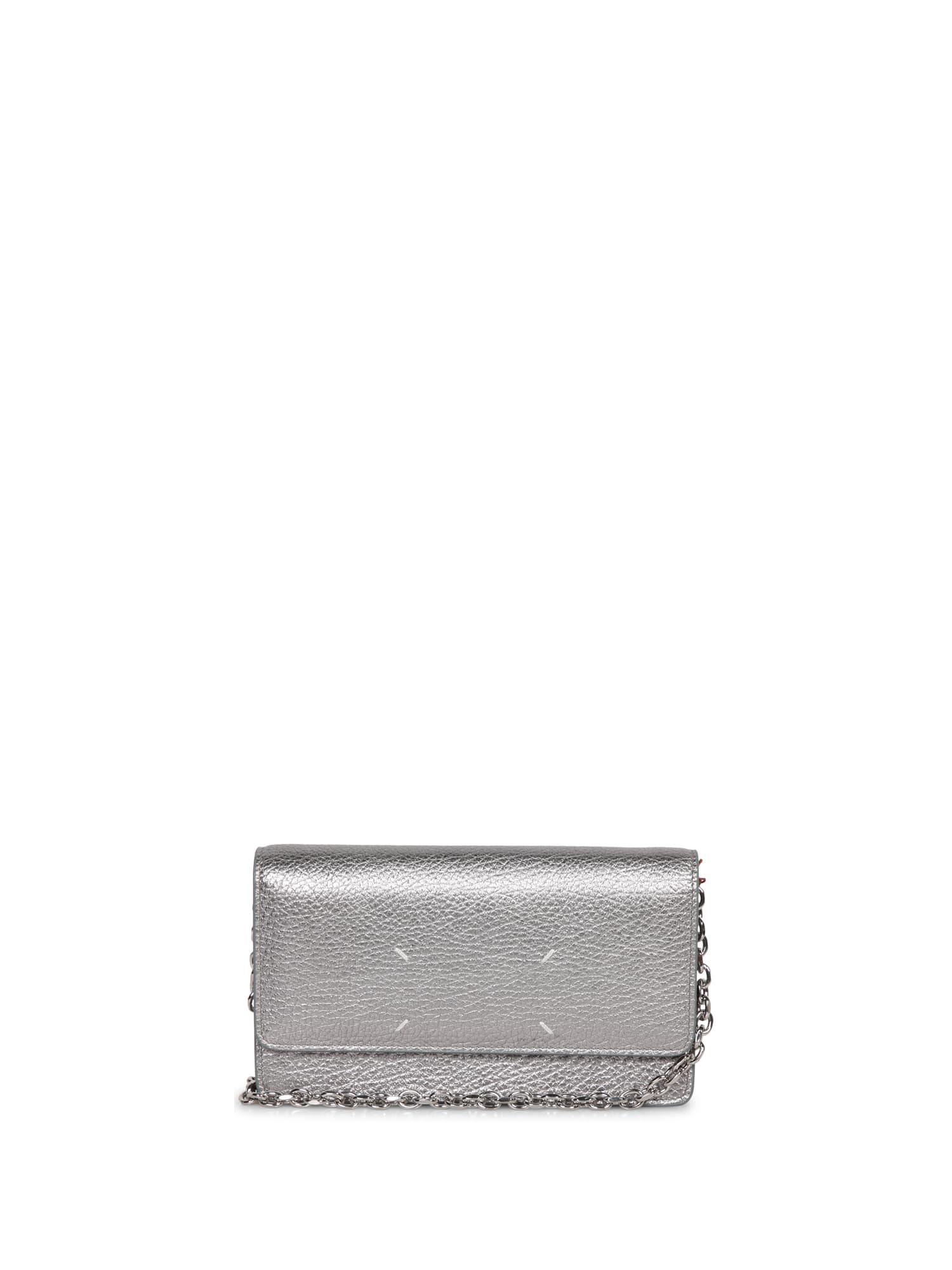 Shop Maison Margiela Silver Wallet On Chain Bag In Metallic