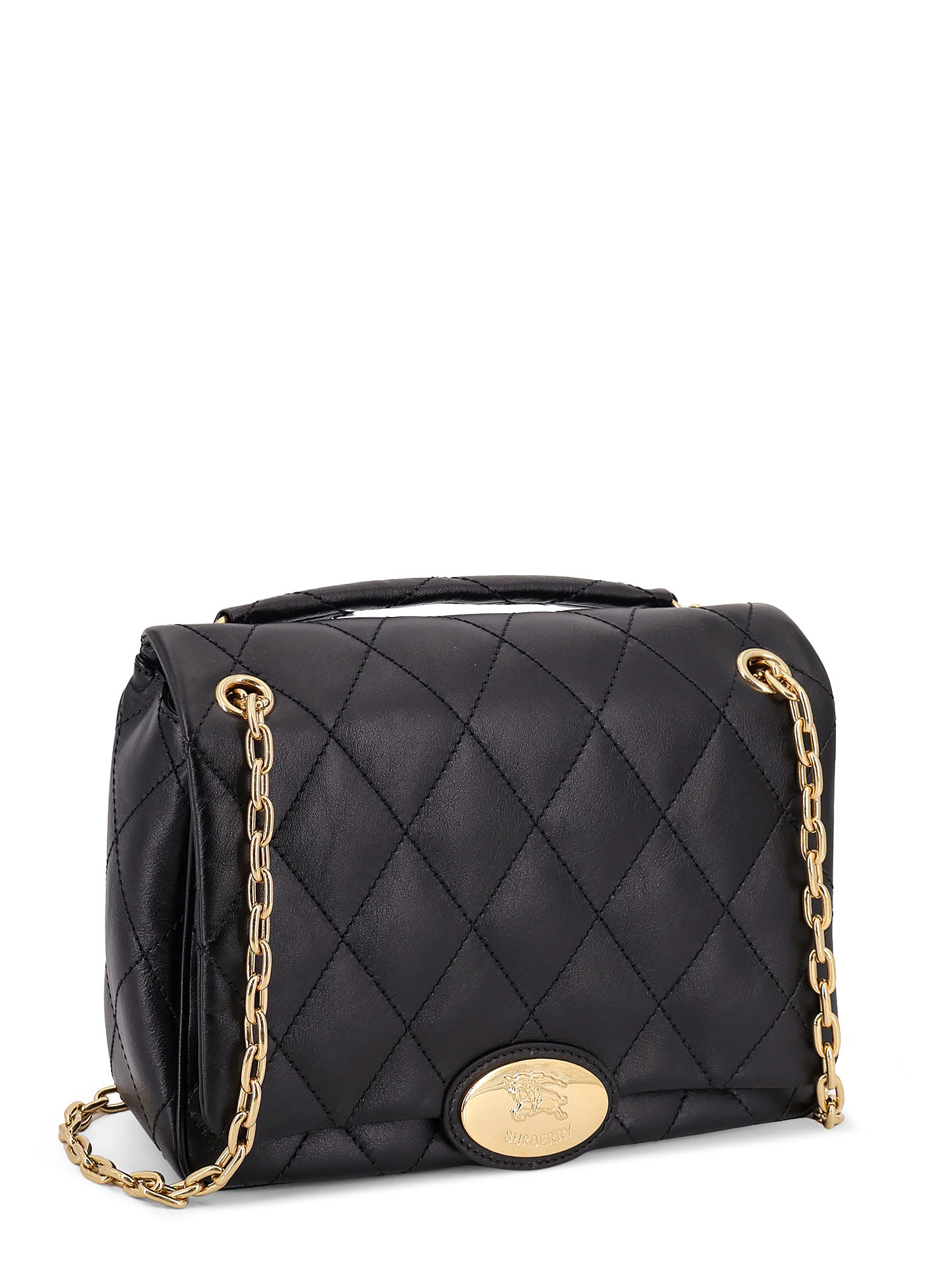 Burberry Women Matelasse Leather Shoulder Bag In Black
