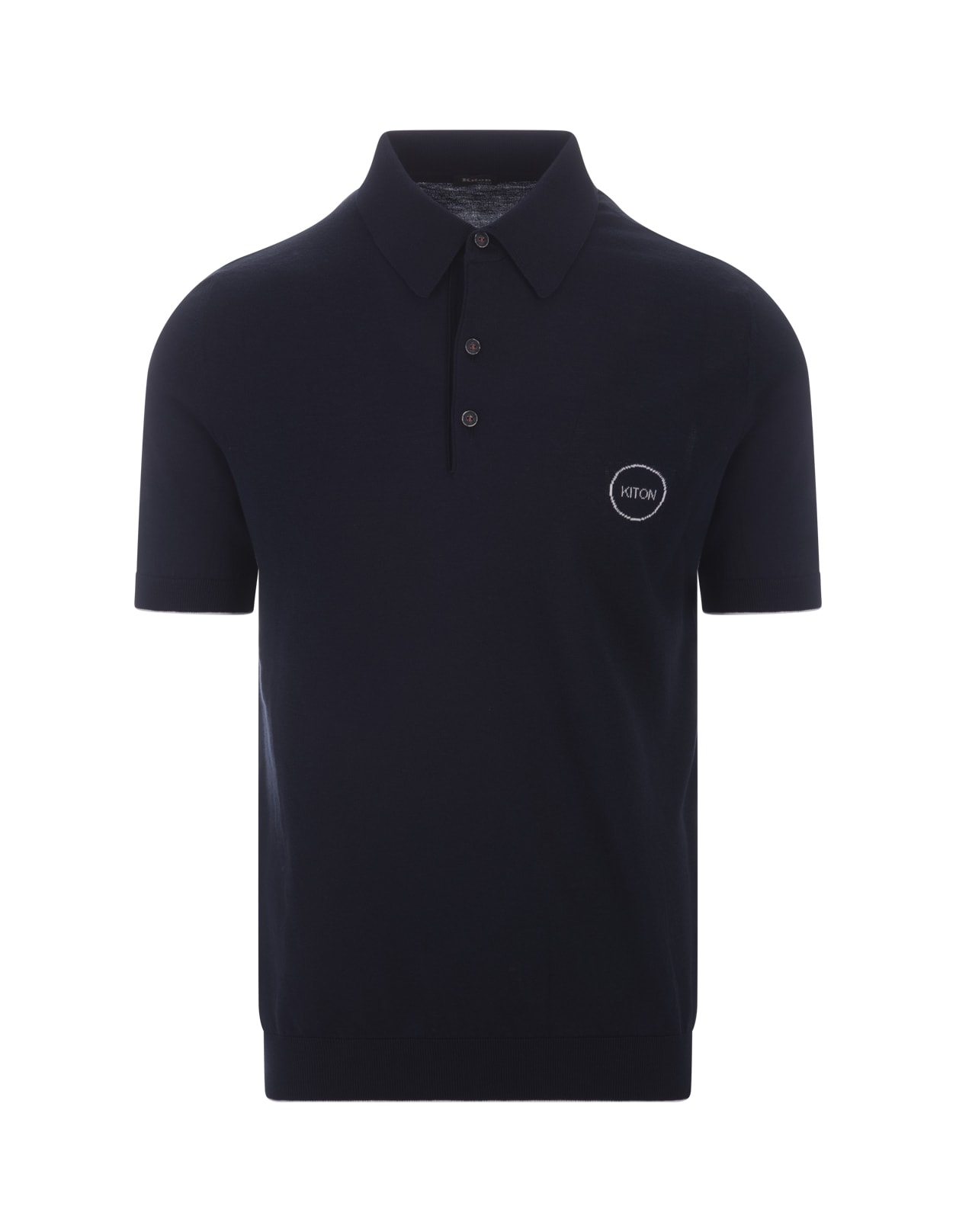 Black Knitted Polo With Logo