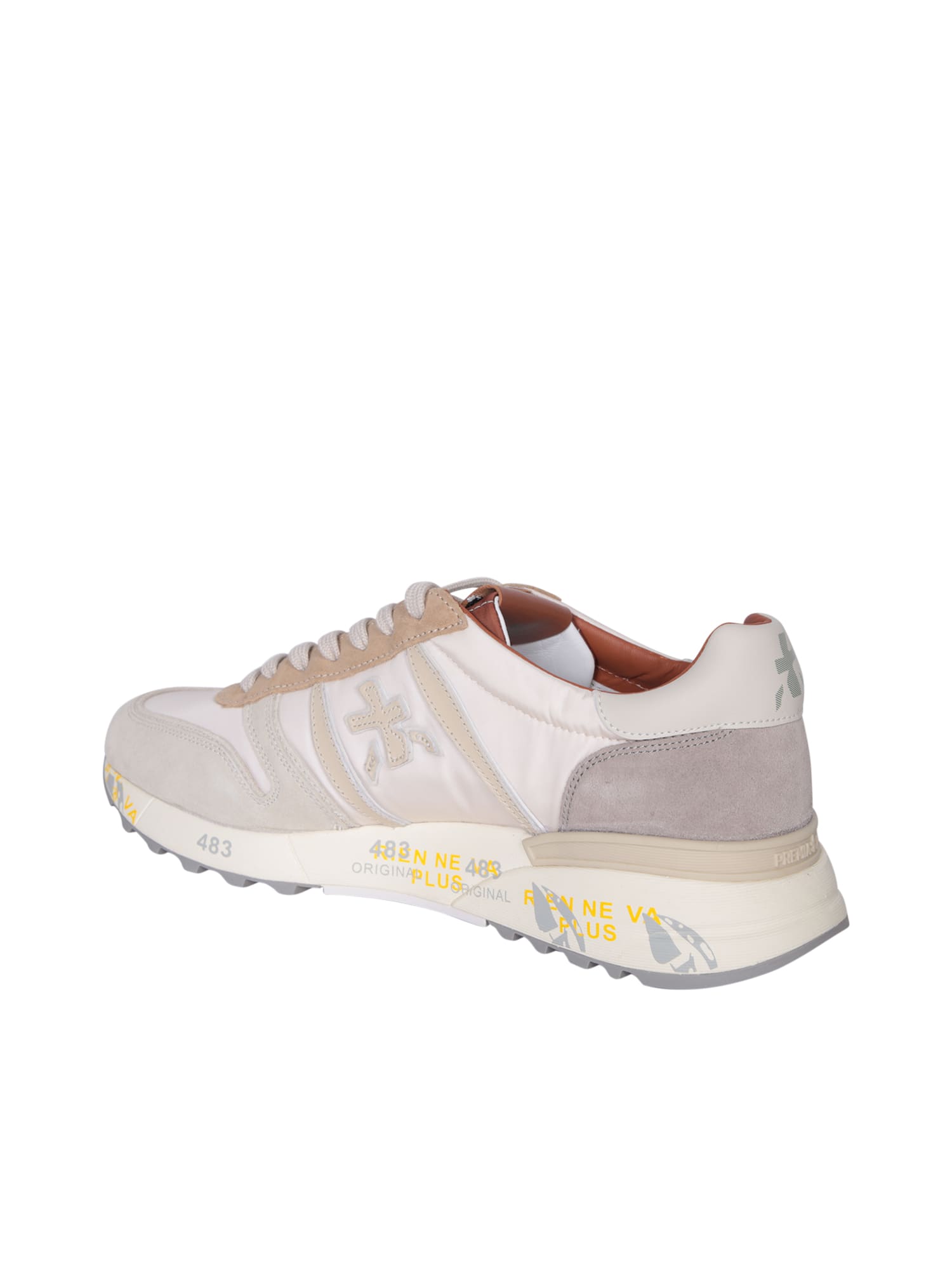 Shop Premiata Lander Beige Sneakers