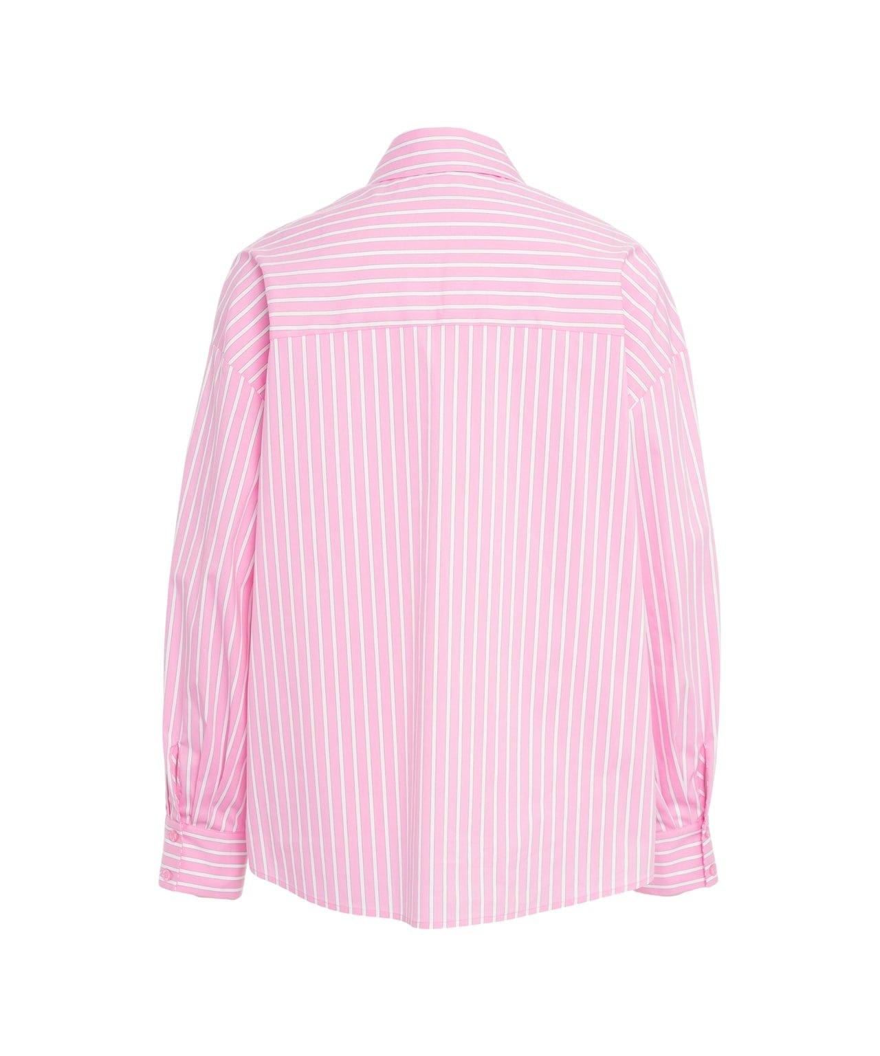 Liu •jo Liu Jo Rhinestone-embellished Striped Blouse With Ruffled Details