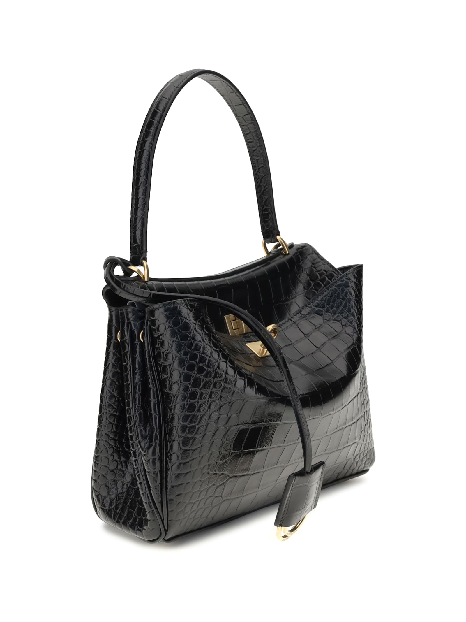 Balenciaga Women Rodeo Shoulder Bag In Crocodile-print Leather