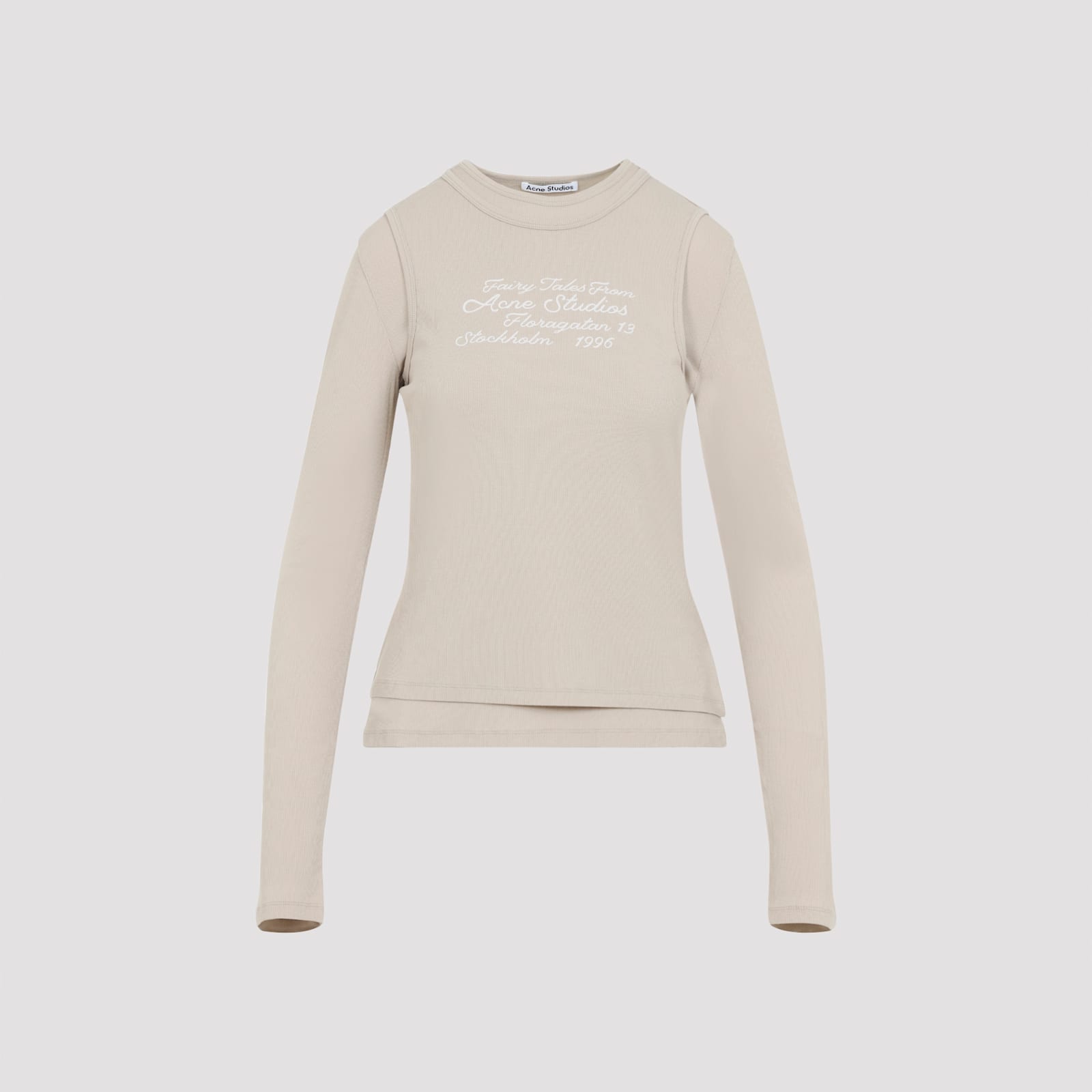 Acne Studios Embroidered Layered Long-sleeved T-shirt In Neutral
