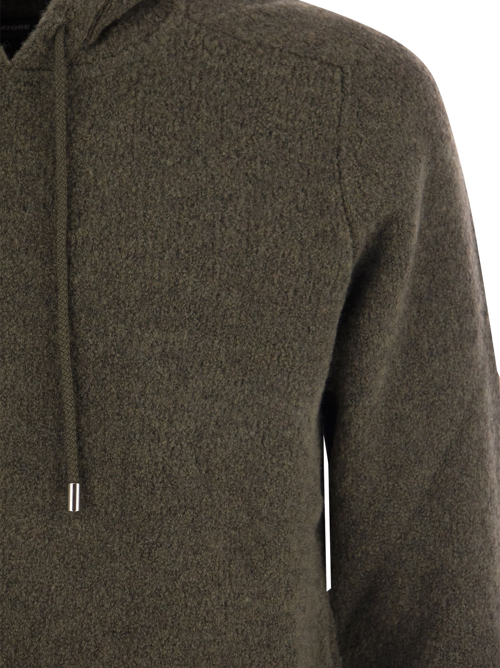 Shop Tagliatore Wool Pullover With Hood In Military Green