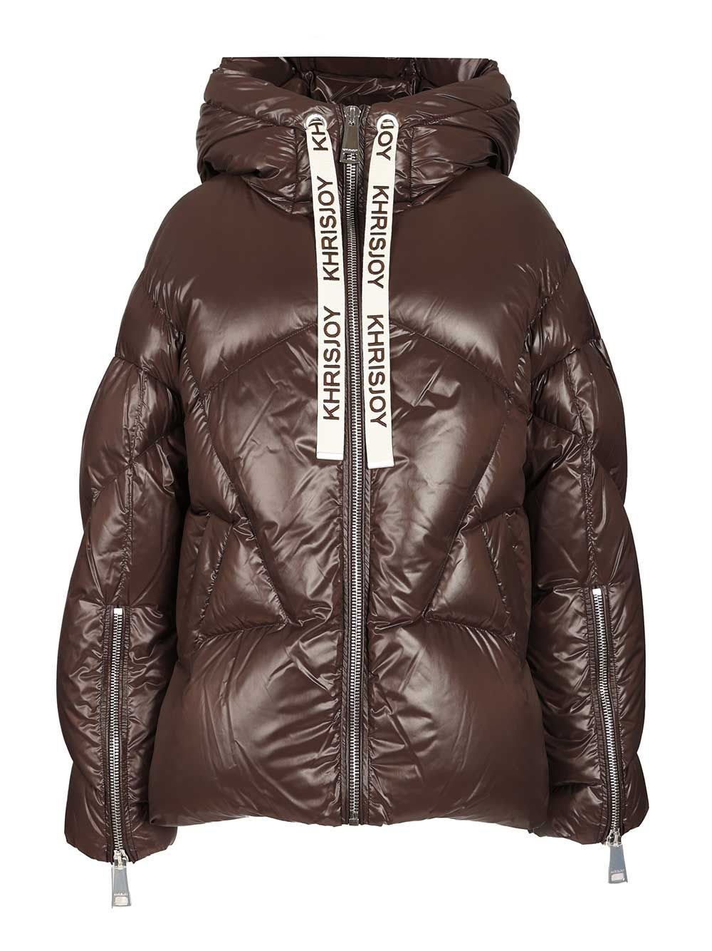 Khrisjoy Iconic Milano Puffer In Shiny Nylon Coats Brown In Brown