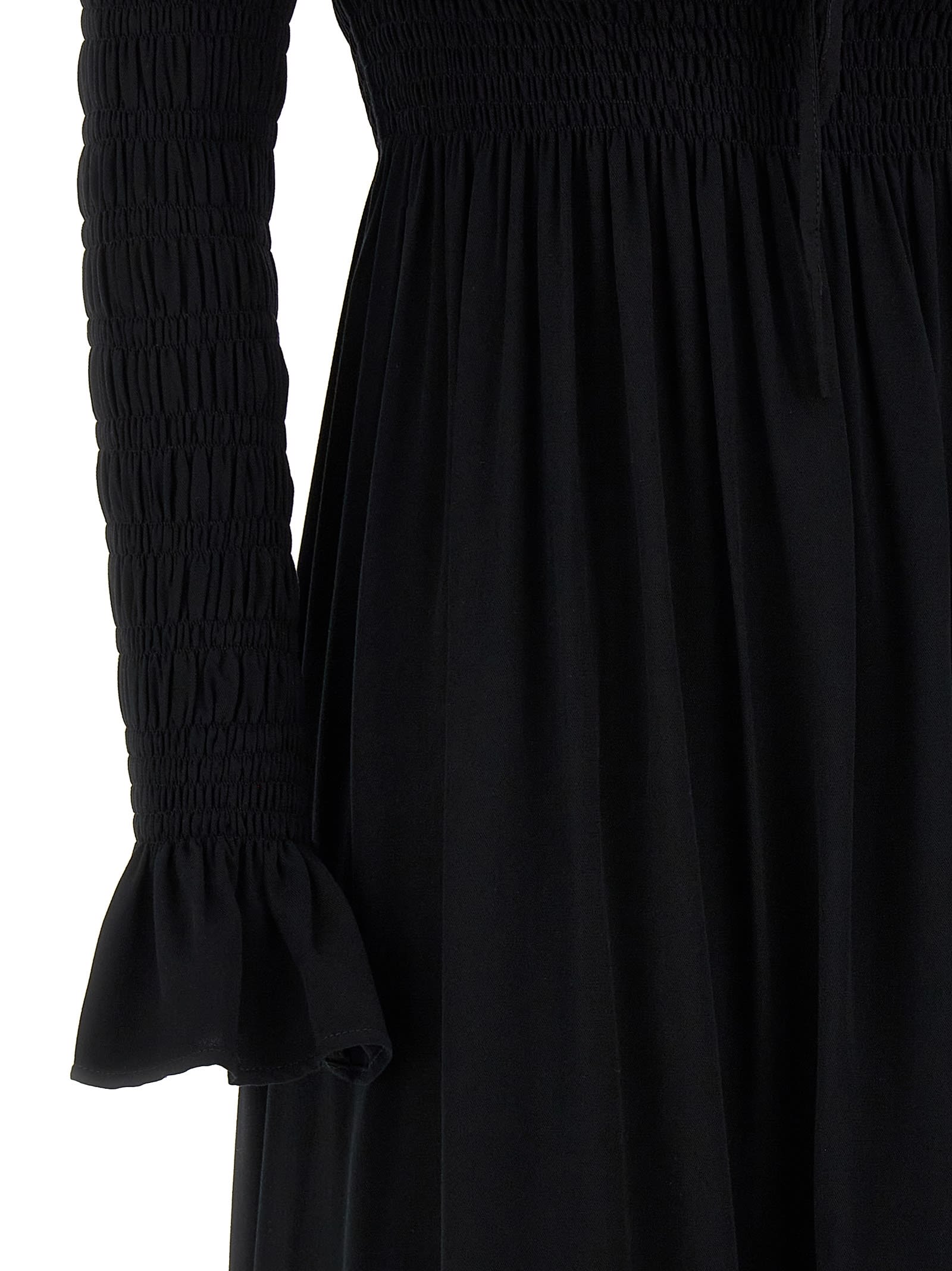 Sleeper 'juliette' Smocked Ruffled Hem Dress In Black