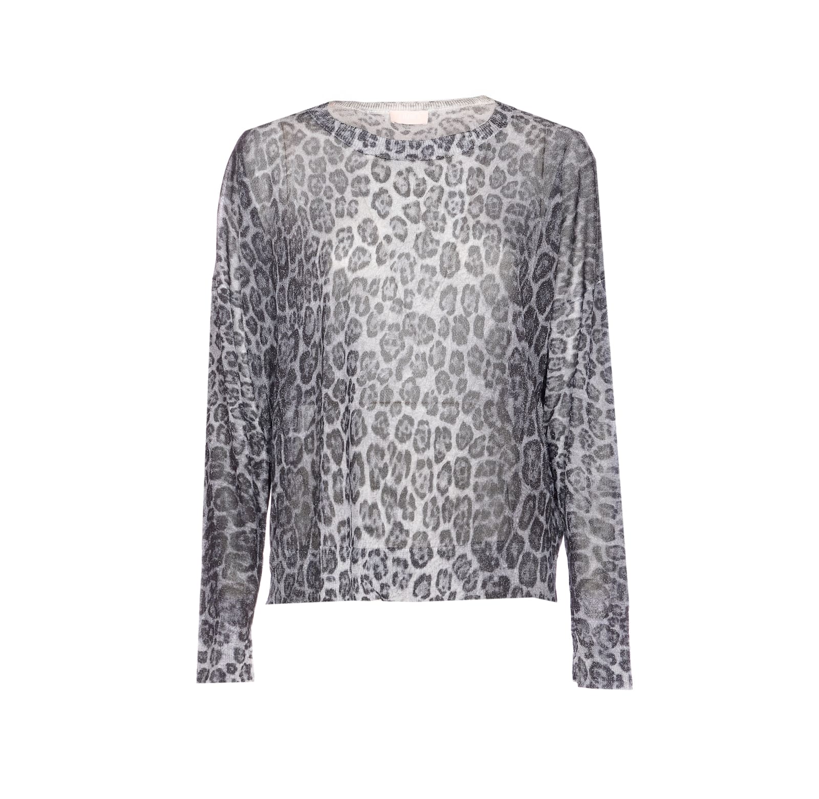 Liu •jo All-over Leopard Print Gray Sweater In Black