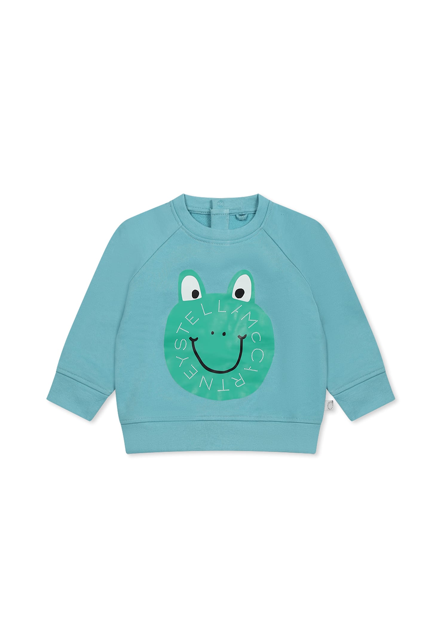 Stella Mccartney Light Blue Sweatshirt For Baby Boy With Frog In Light Blue