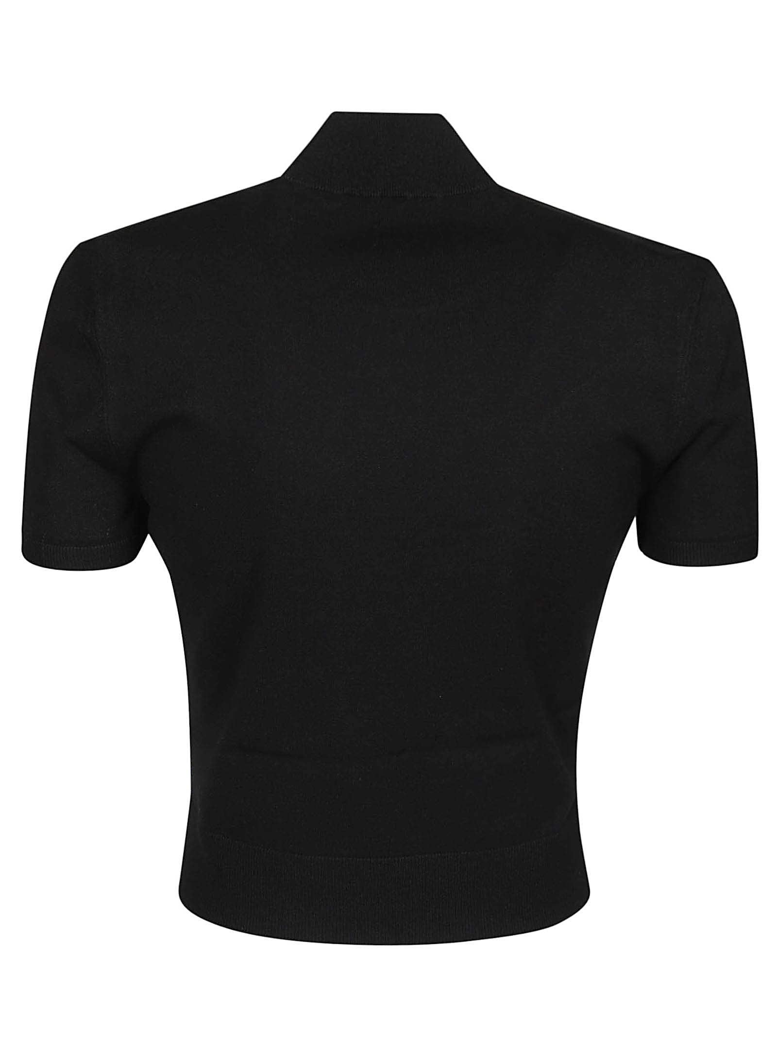 Shop Alexander Wang T Embossed Logo Short Sleeve Mock Neck Top In Black