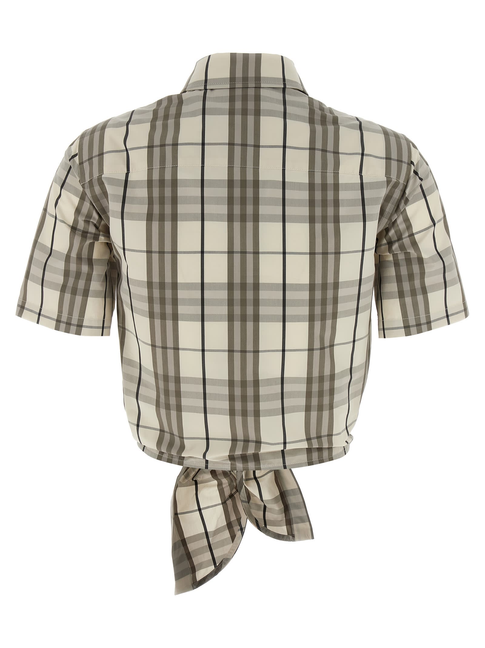 Burberry Short Sleeve Shirt Featuring Tie-front Detail