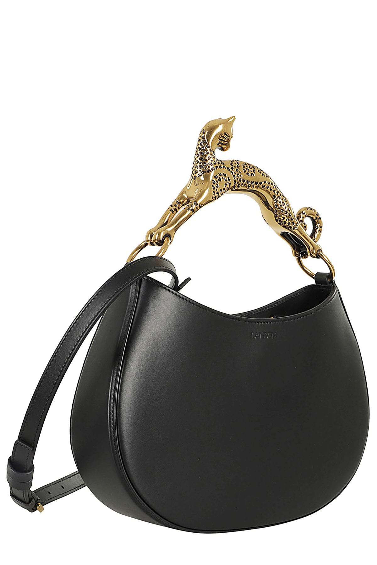 Shop Lanvin Hobo Bag With Cat Handle In Black