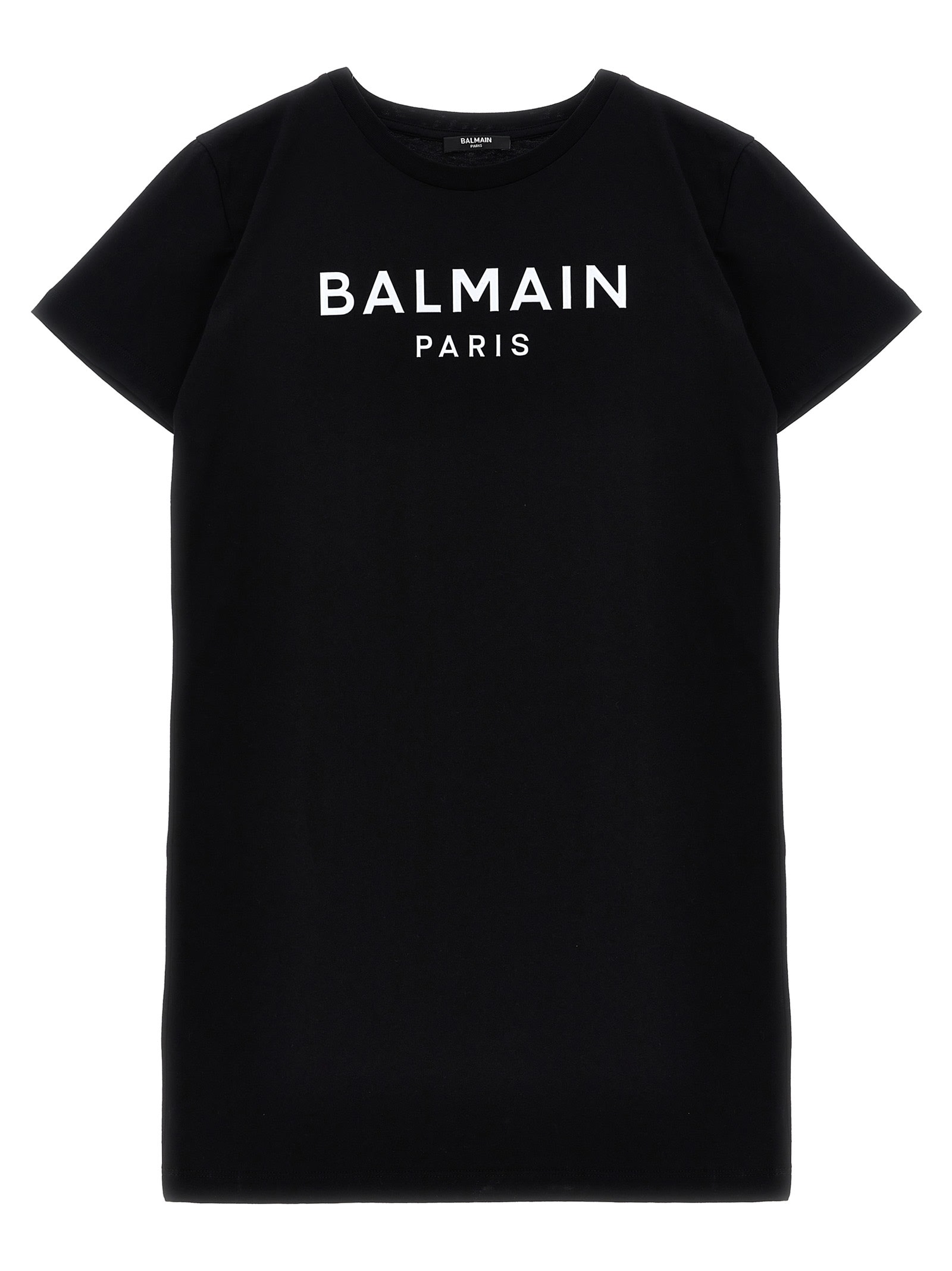 Balmain Logo-appliqué Dress In White/black