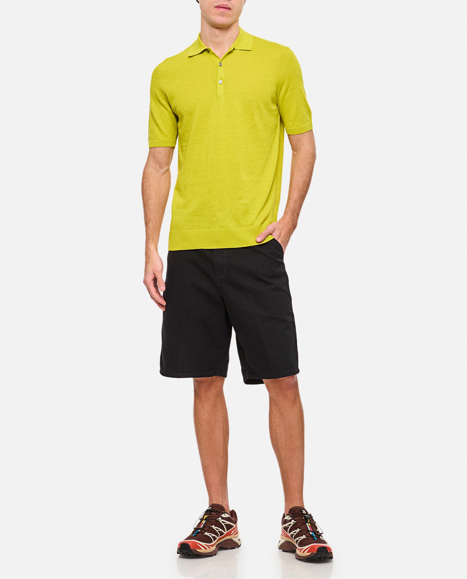 Drumohr Classic Knit Polo Shirt With Pointed Collar In Yellow