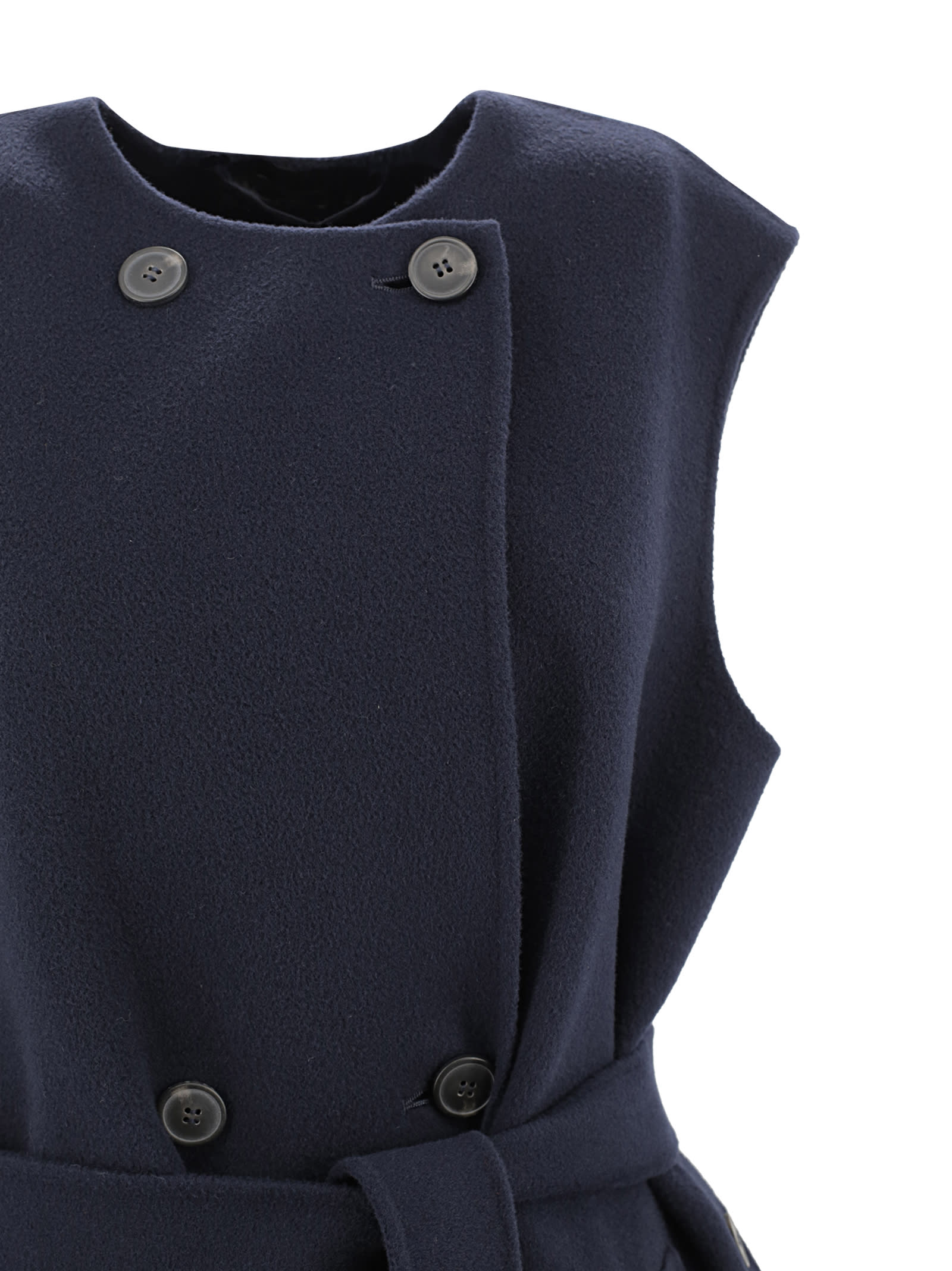 Shop Weekend Max Mara Double-breasted Wool Coat In Blue